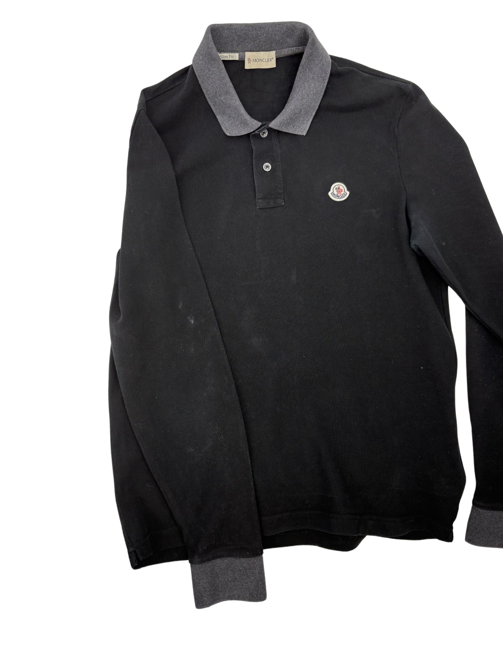 Moncler Maglia Manica Lunga Long Sleeved Polo Shirt - Black Moncler