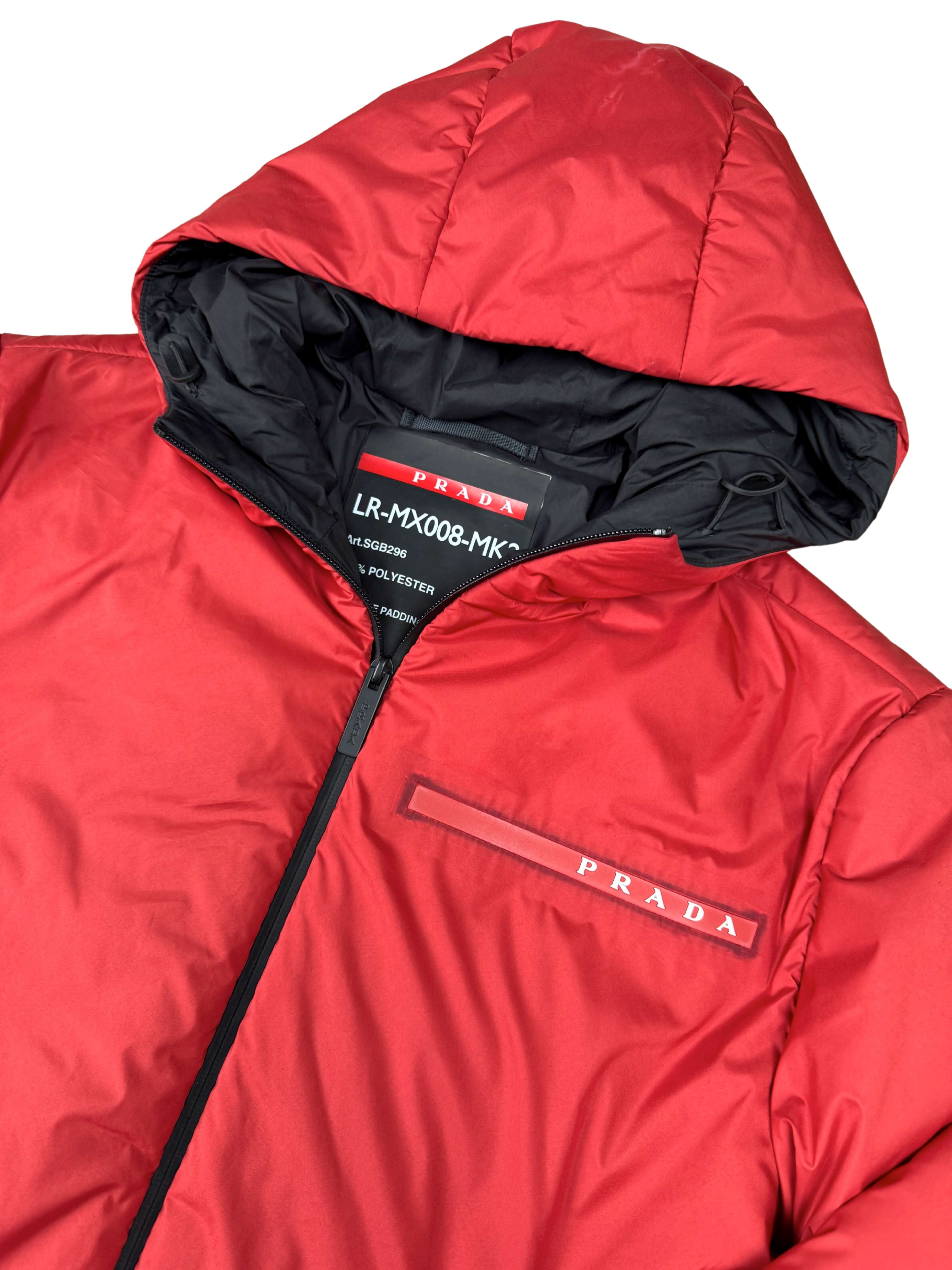 Prada Polyester Lightweight Padded Down Jacket - Red