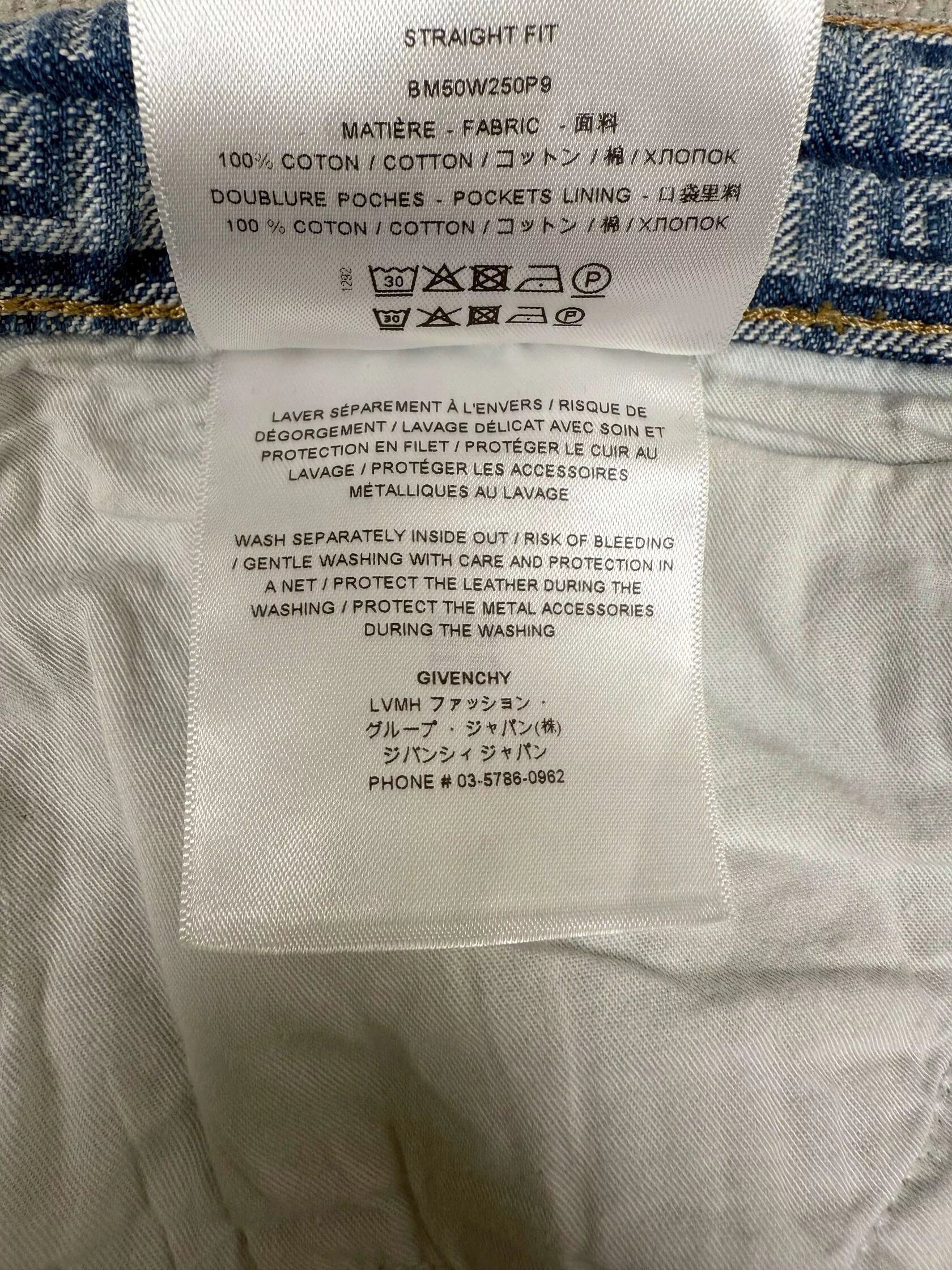 Givenchy 4G Straight Legged Jeans - Blue Denim (Unused) Givenchy