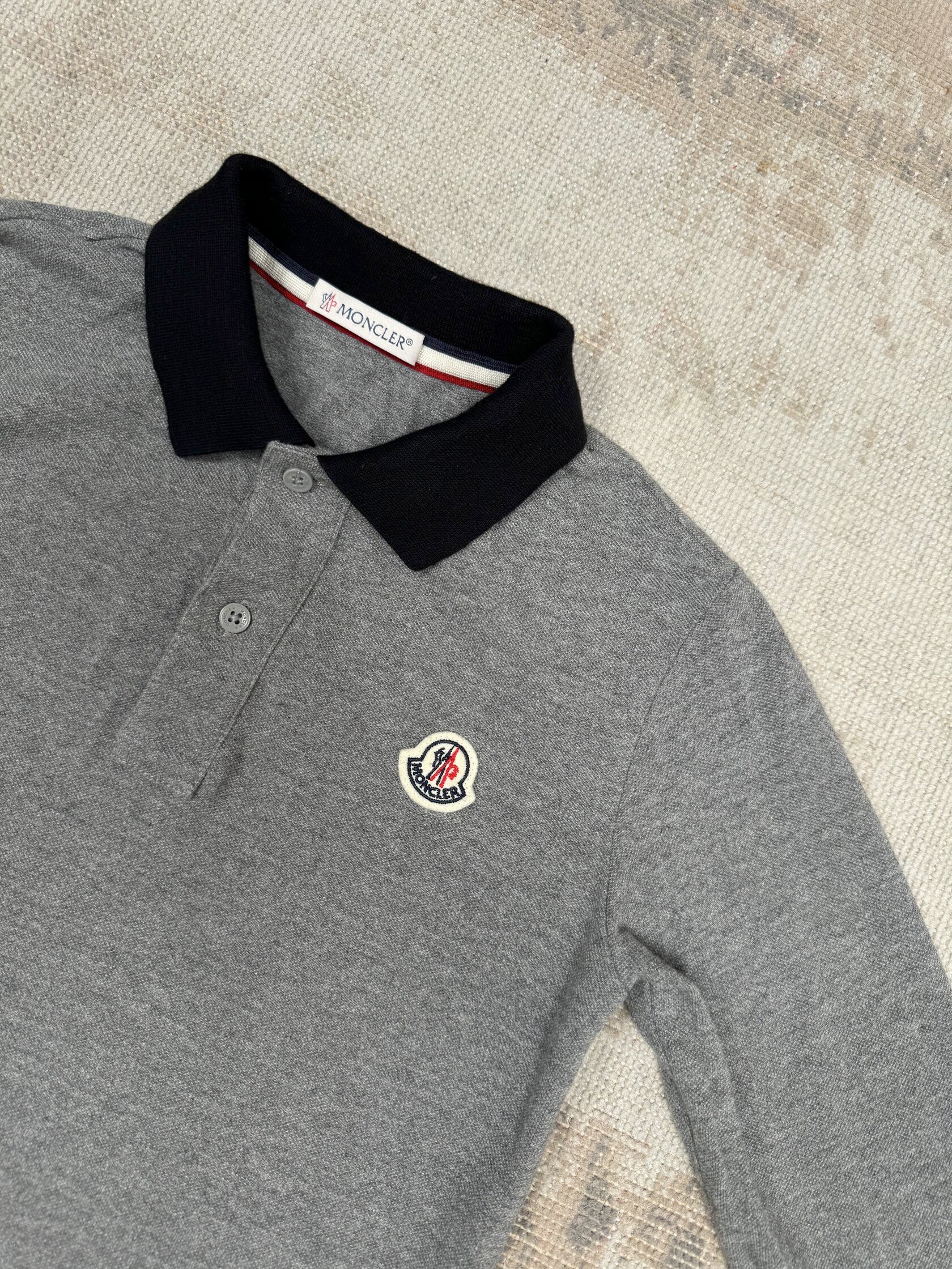 KIDS - Moncler Infant Patch Logo Polo - Grey Moncler