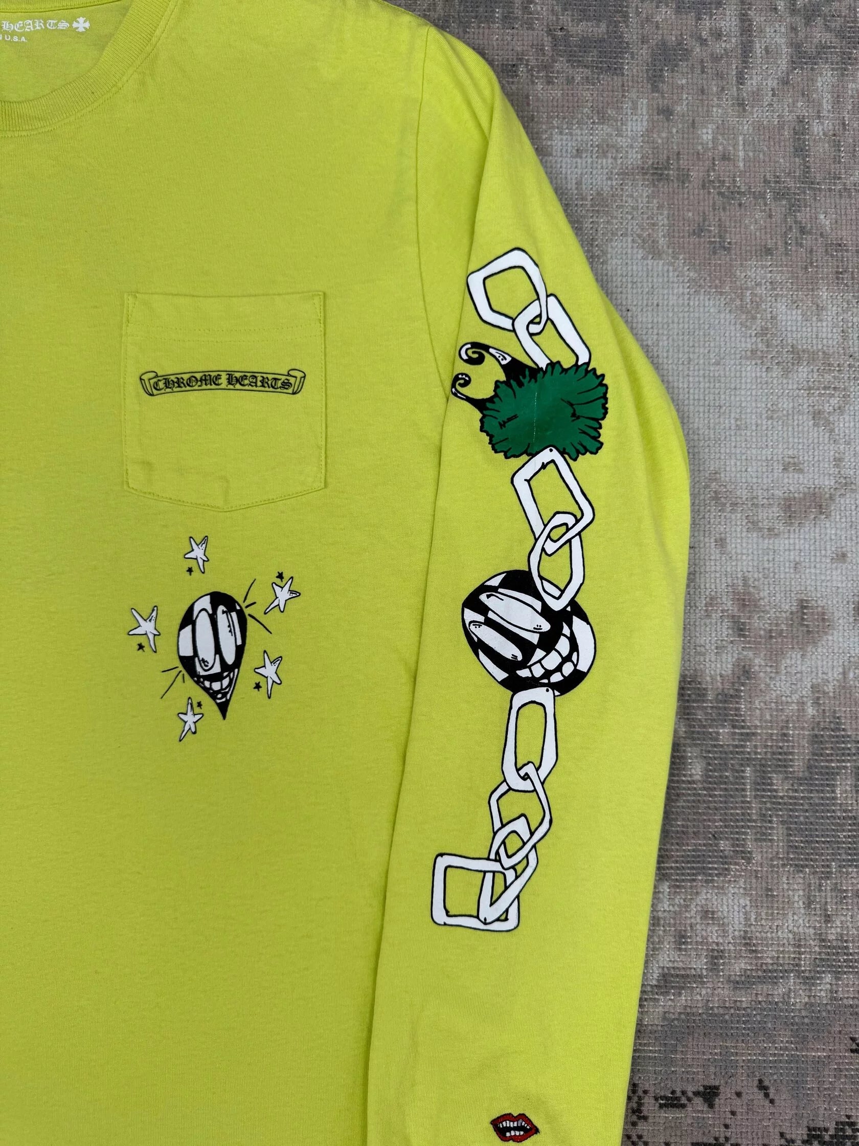 Chrome Hearts x Matty Boy Chain Long Sleeve T-Shirt - Lime Green Chrome Hearts