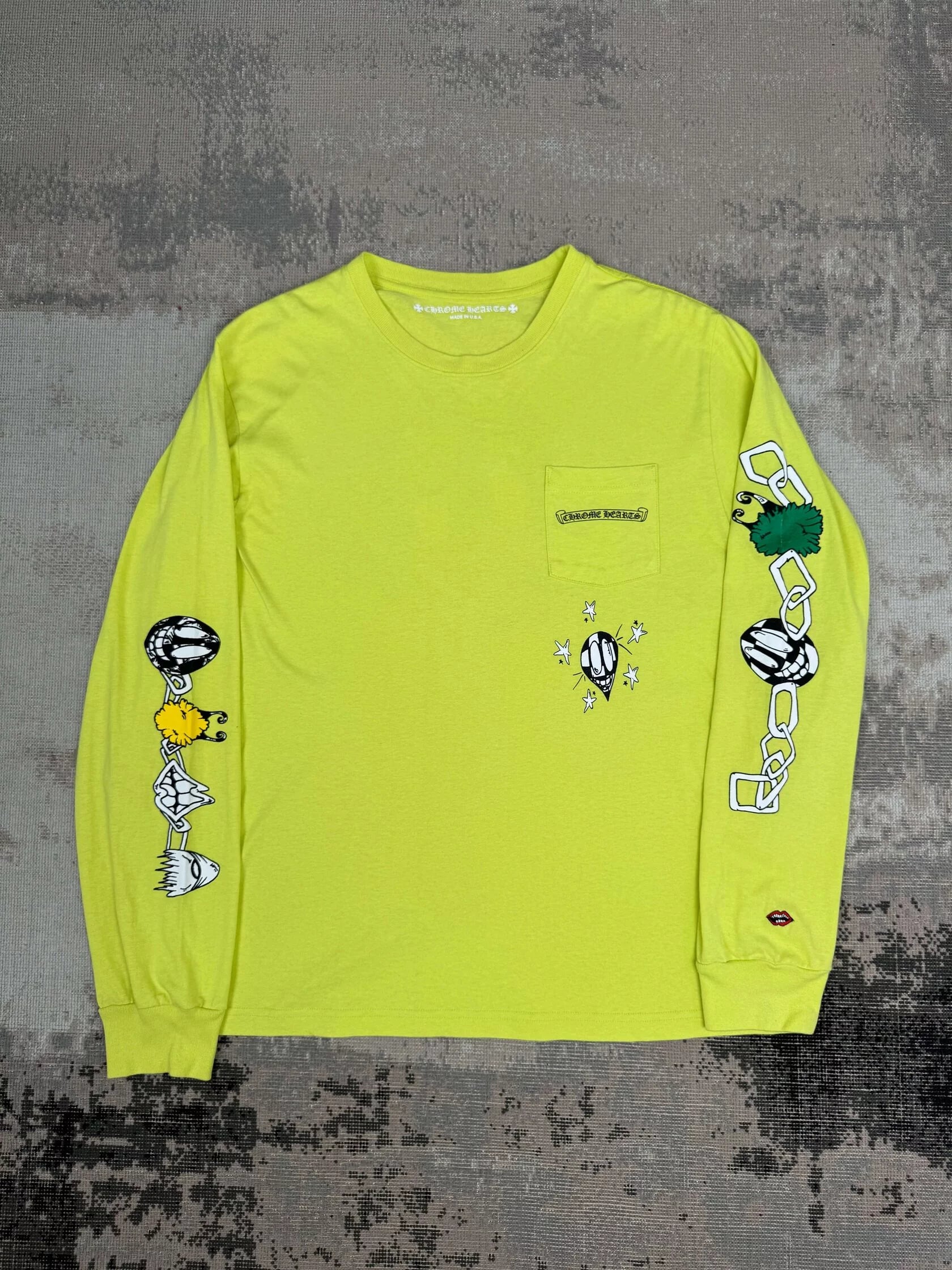 Chrome Hearts x Matty Boy Chain Long Sleeve T-Shirt - Lime Green Chrome Hearts