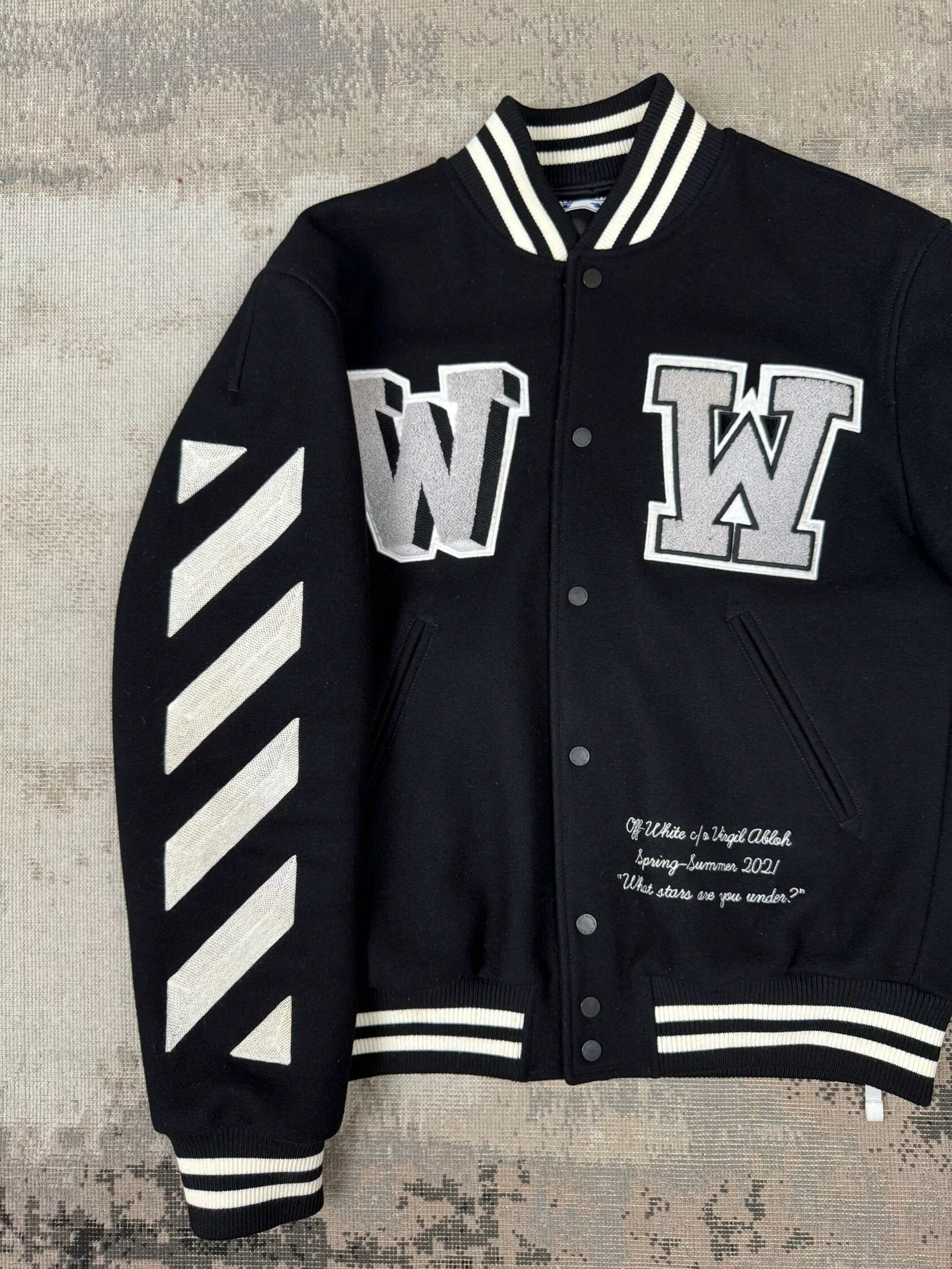 Off-White x Virgil Abloh Varsity Bomber Jacket - Black Off-White