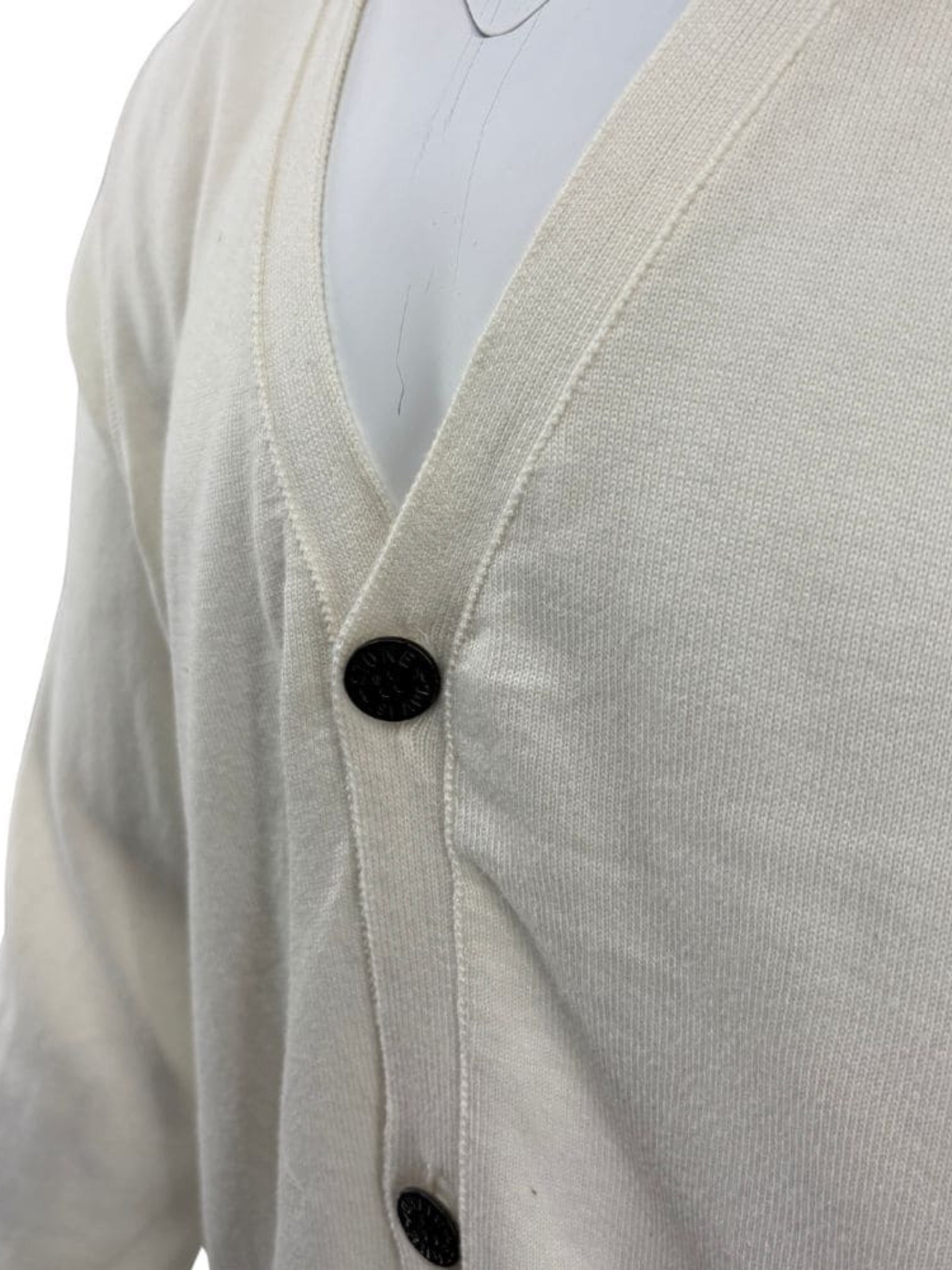 Stone Island Raw Hand Cotton Knitted Cardigan - White Stone Island