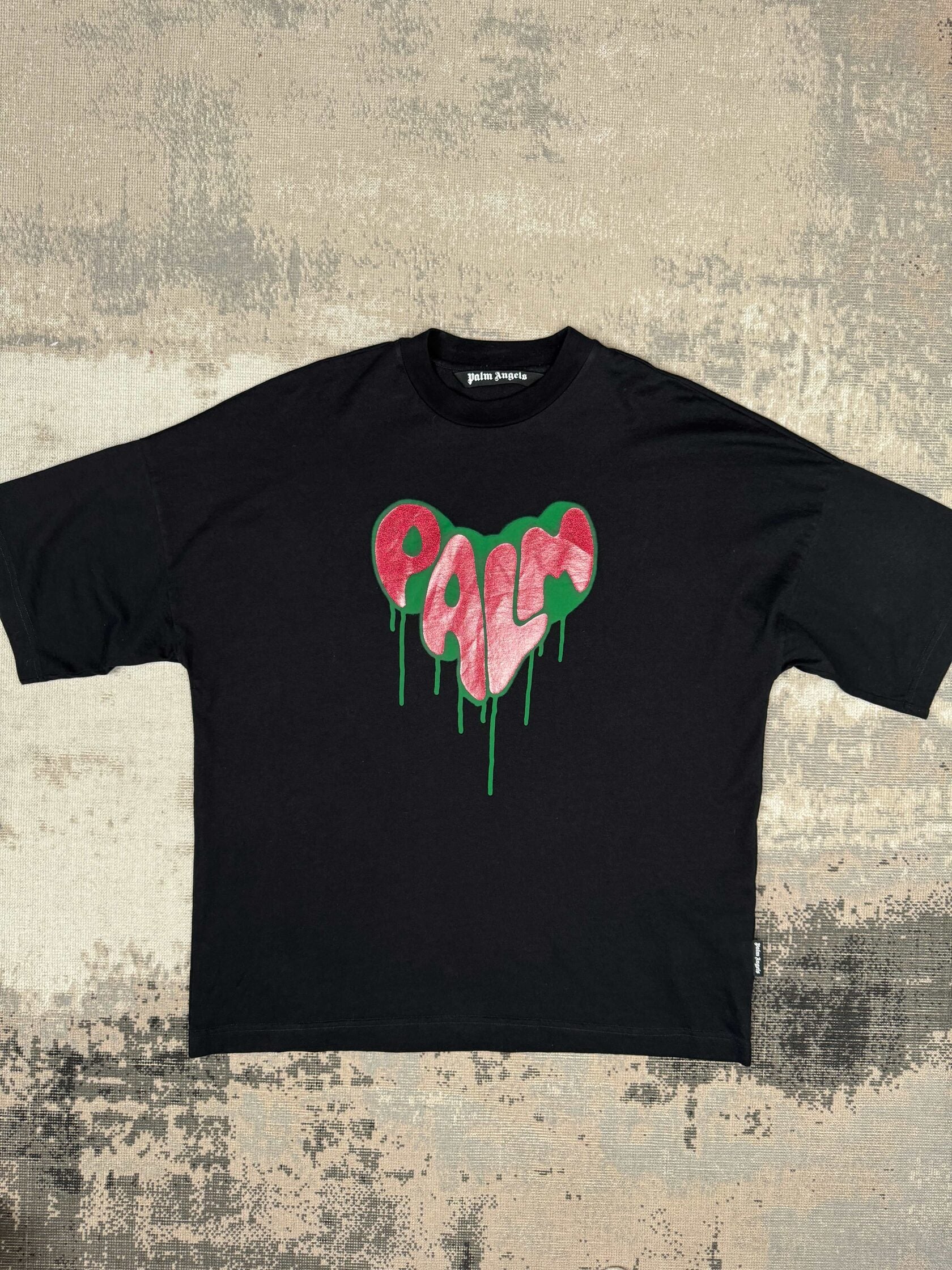 Palm Angels Spray Heart Logo T-shirt - Black Palm Angels