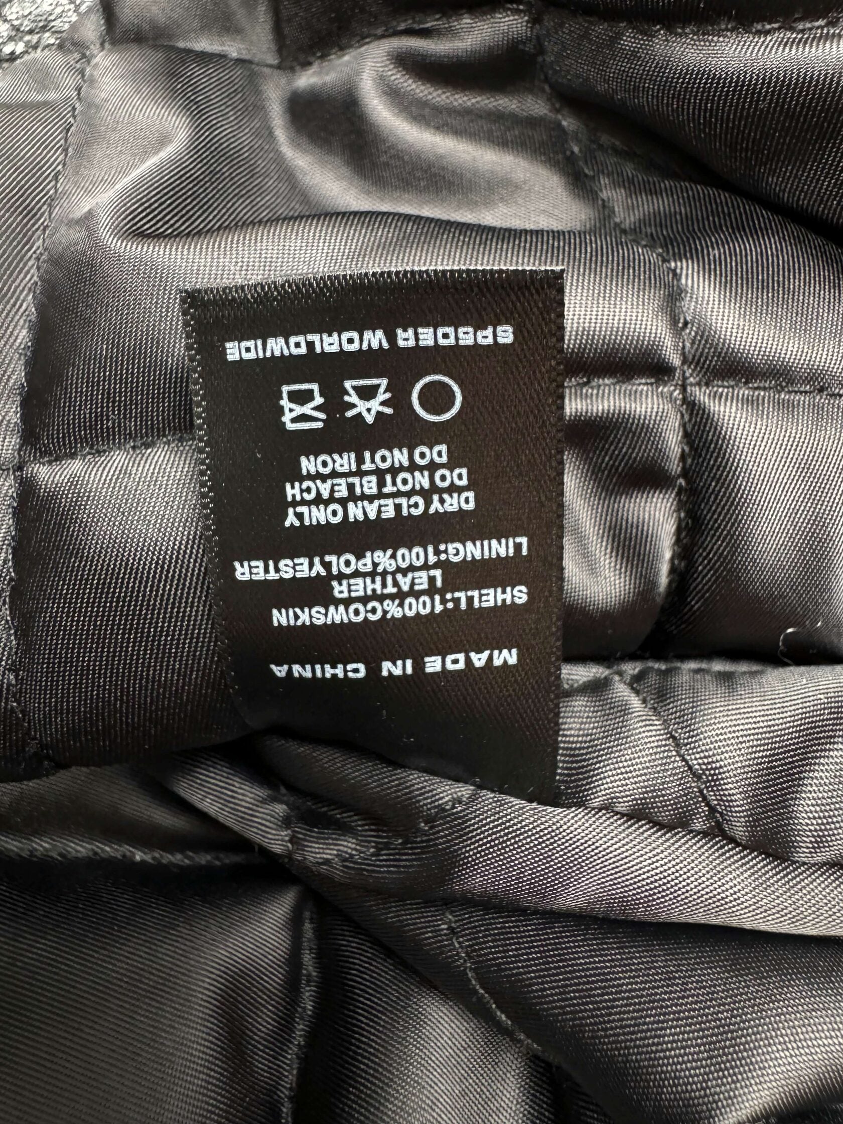 Sp5der Debossed Web Leather Jacket - Black Sp5der
