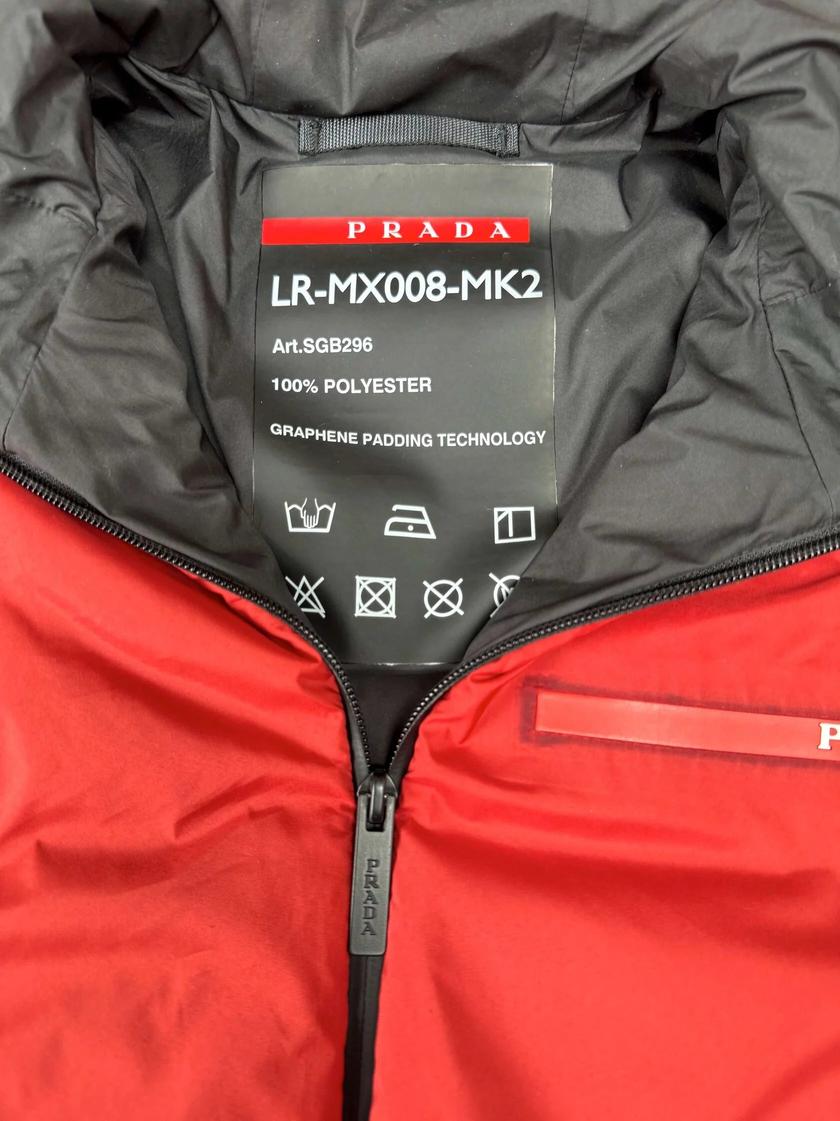 Prada Polyester Lightweight Padded Down Jacket - Red
