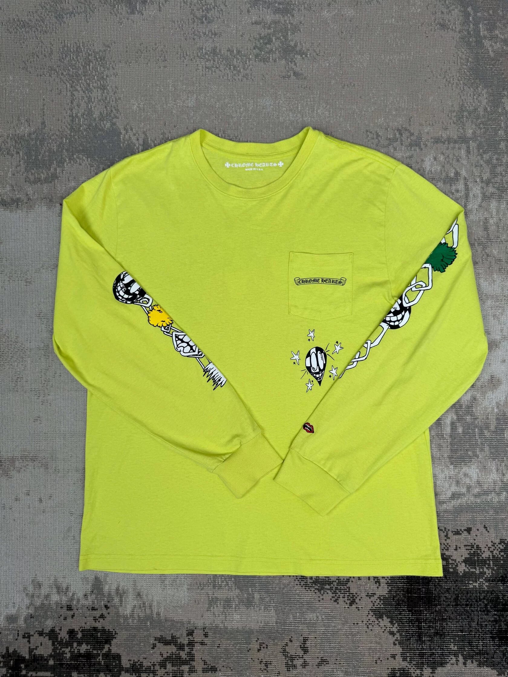Chrome Hearts x Matty Boy Chain Long Sleeve T-Shirt - Lime Green Chrome Hearts