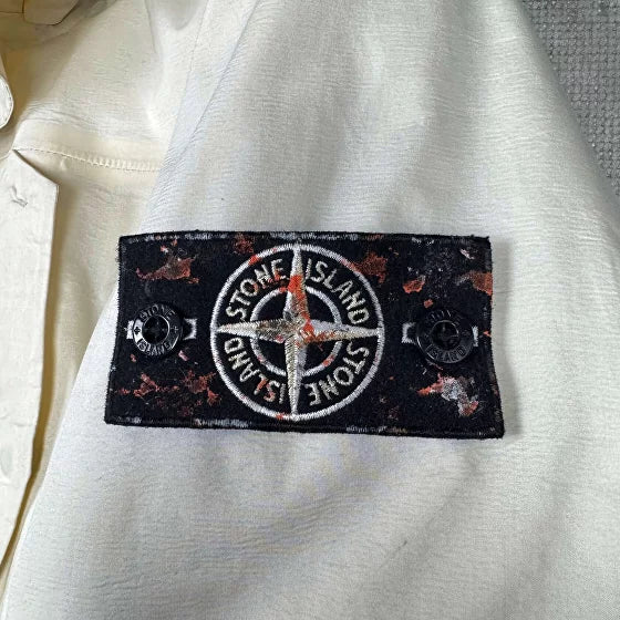 Stone Island Primaloft Quilted Patch Logo Coat - Beige Stone Island