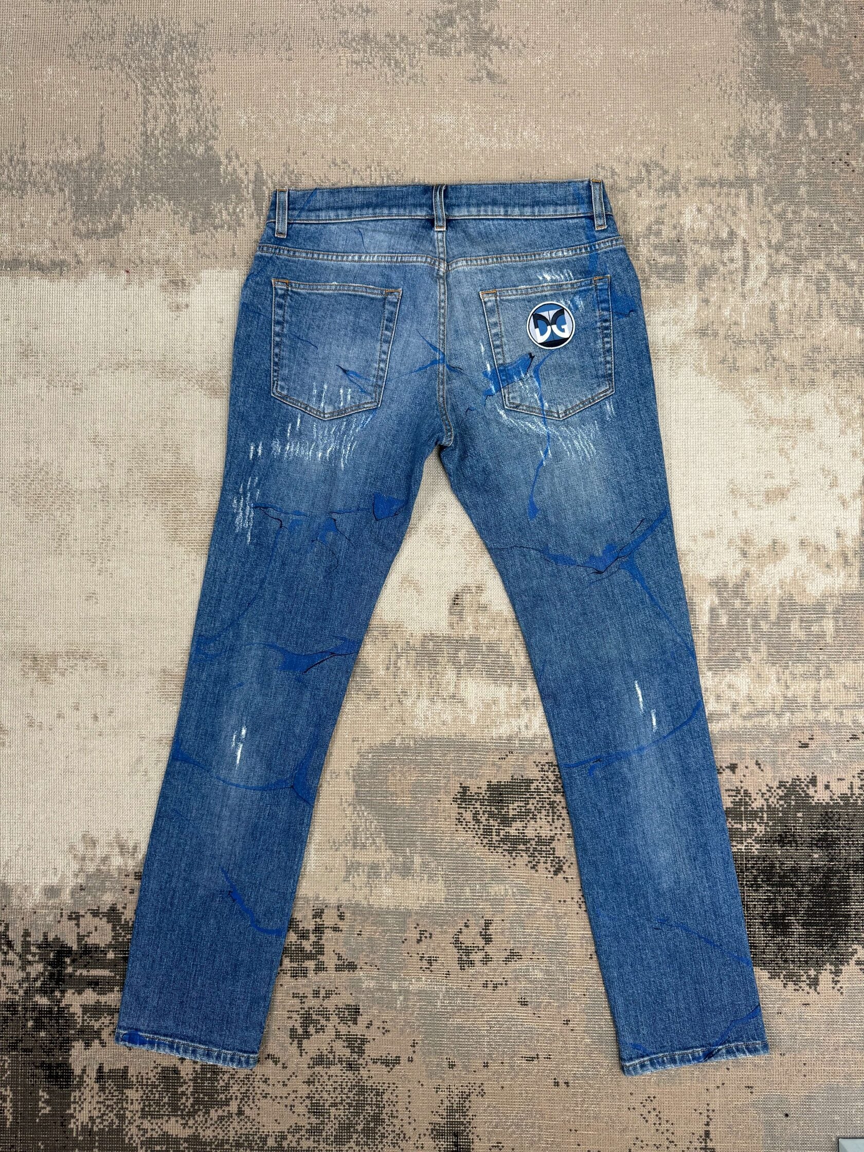 Dolce & Gabbana Graphic Distressed Jeans - Blue Denim (Unused) Dolce & Gabbana