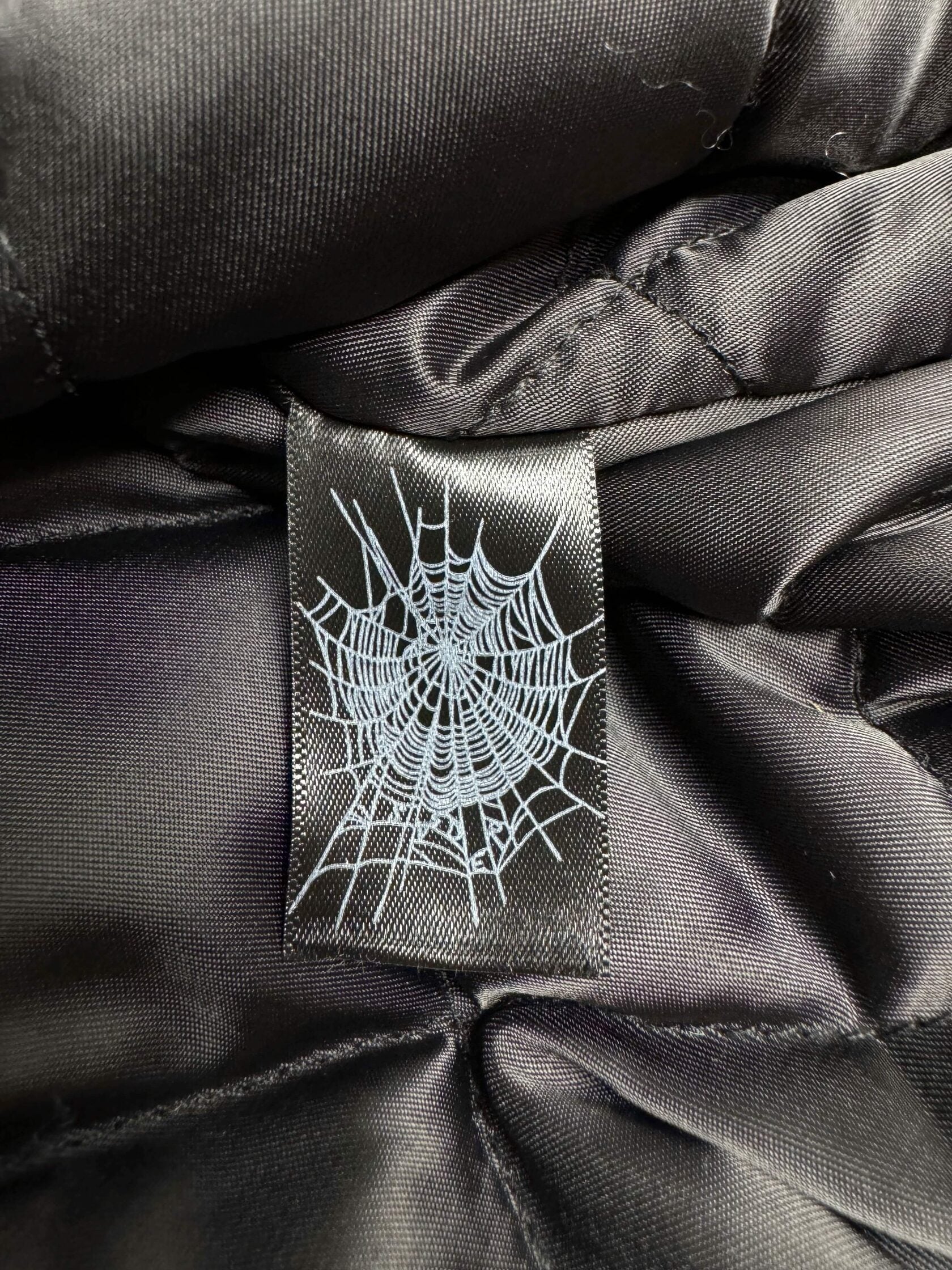 Sp5der Debossed Web Leather Jacket - Black Sp5der