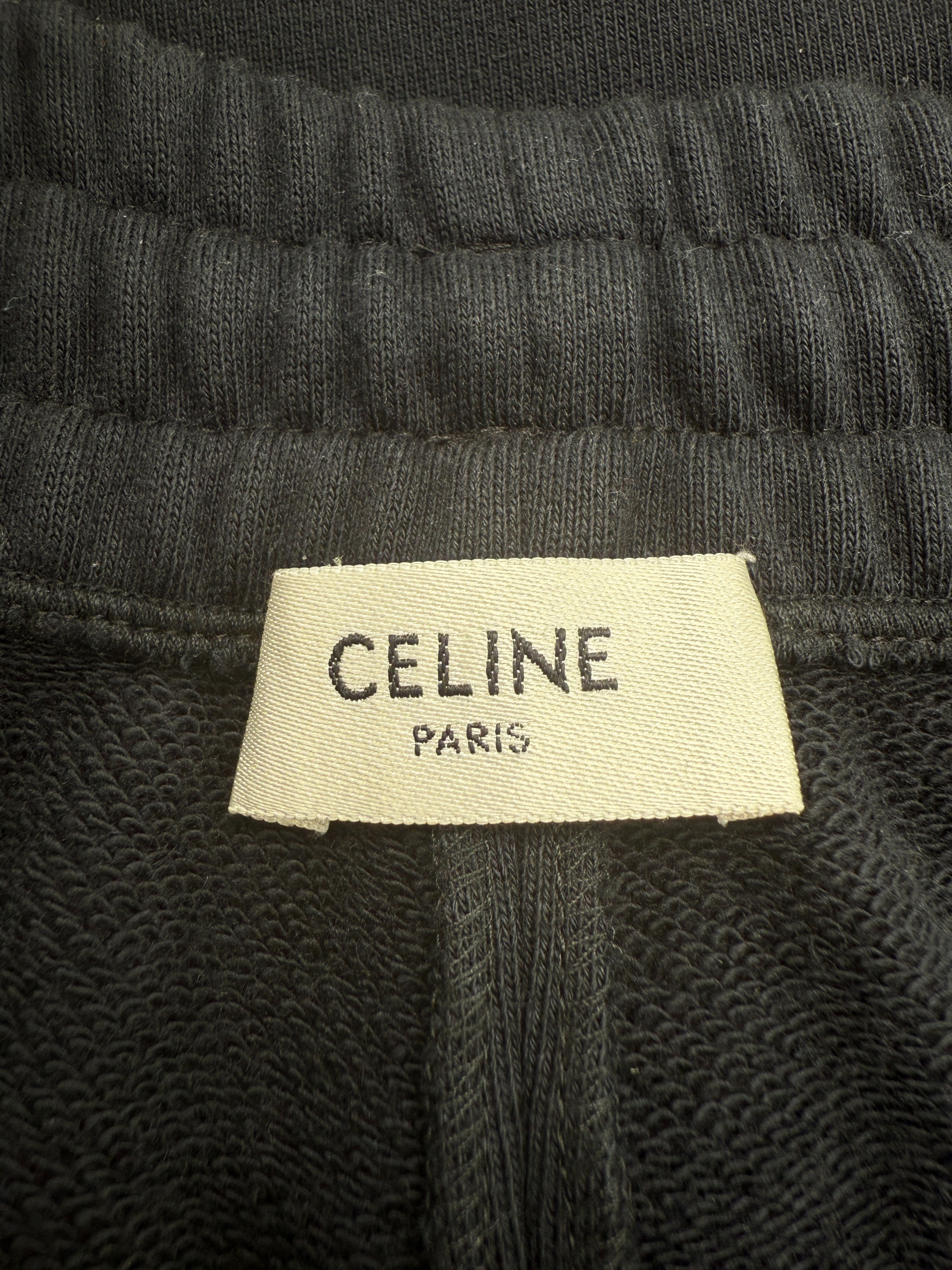 Celine Homme Logo Cotton Joggers - Black