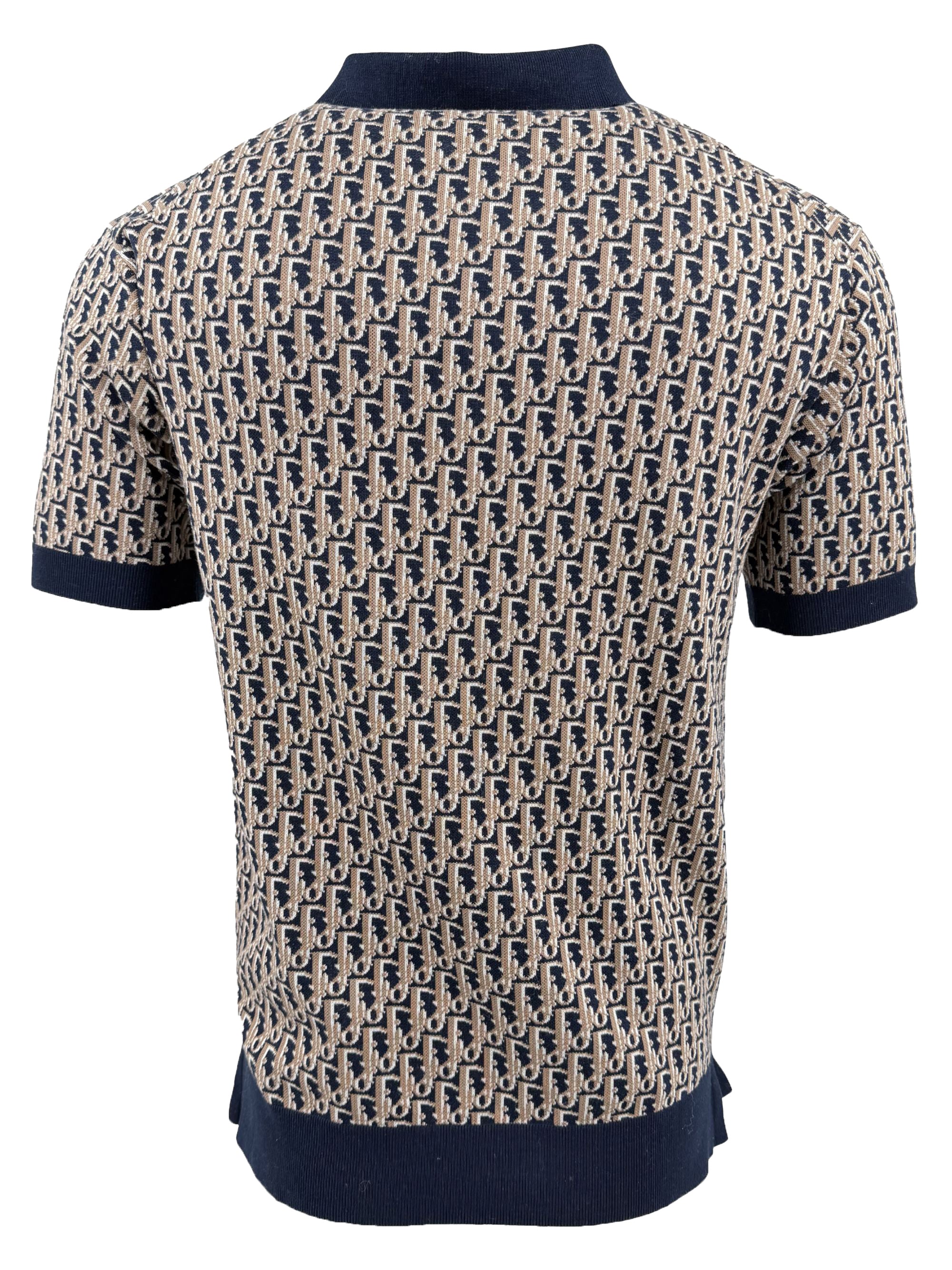 Dior Oblique Monogram Knit Polo - Navy Dior