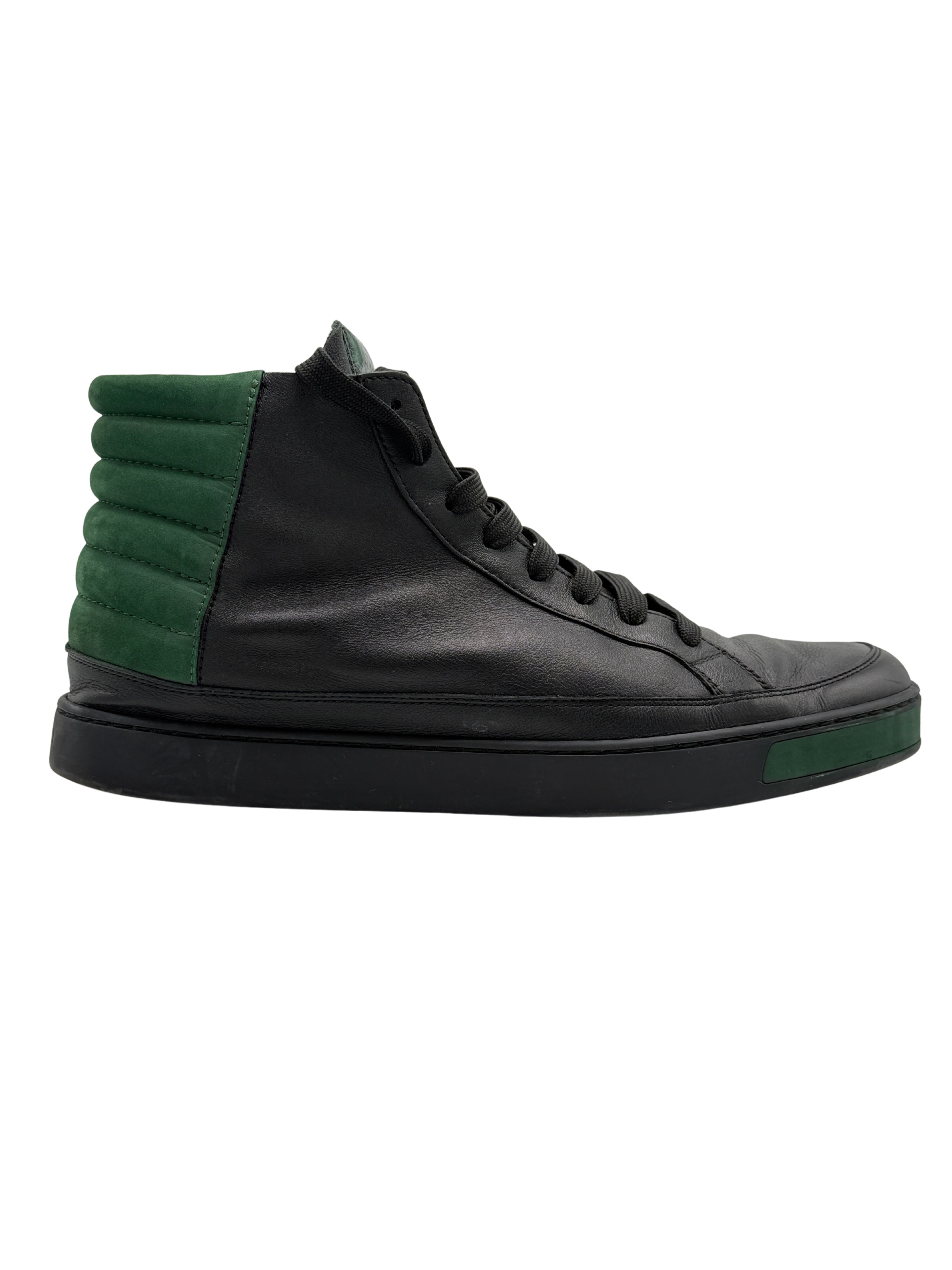 Gucci Leather High Top Trainers - Black/Green Gucci