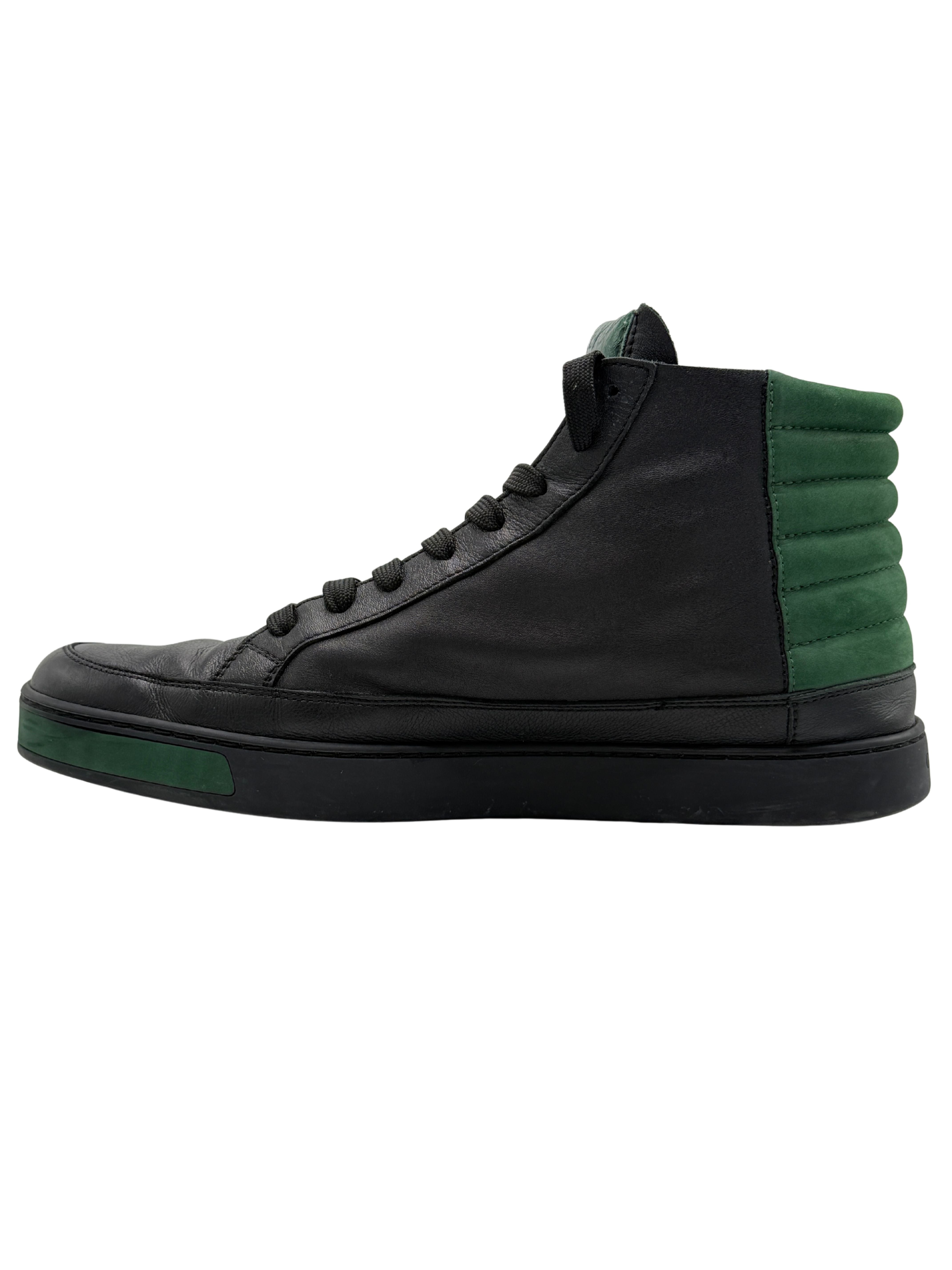 Gucci Leather High Top Trainers - Black/Green Gucci