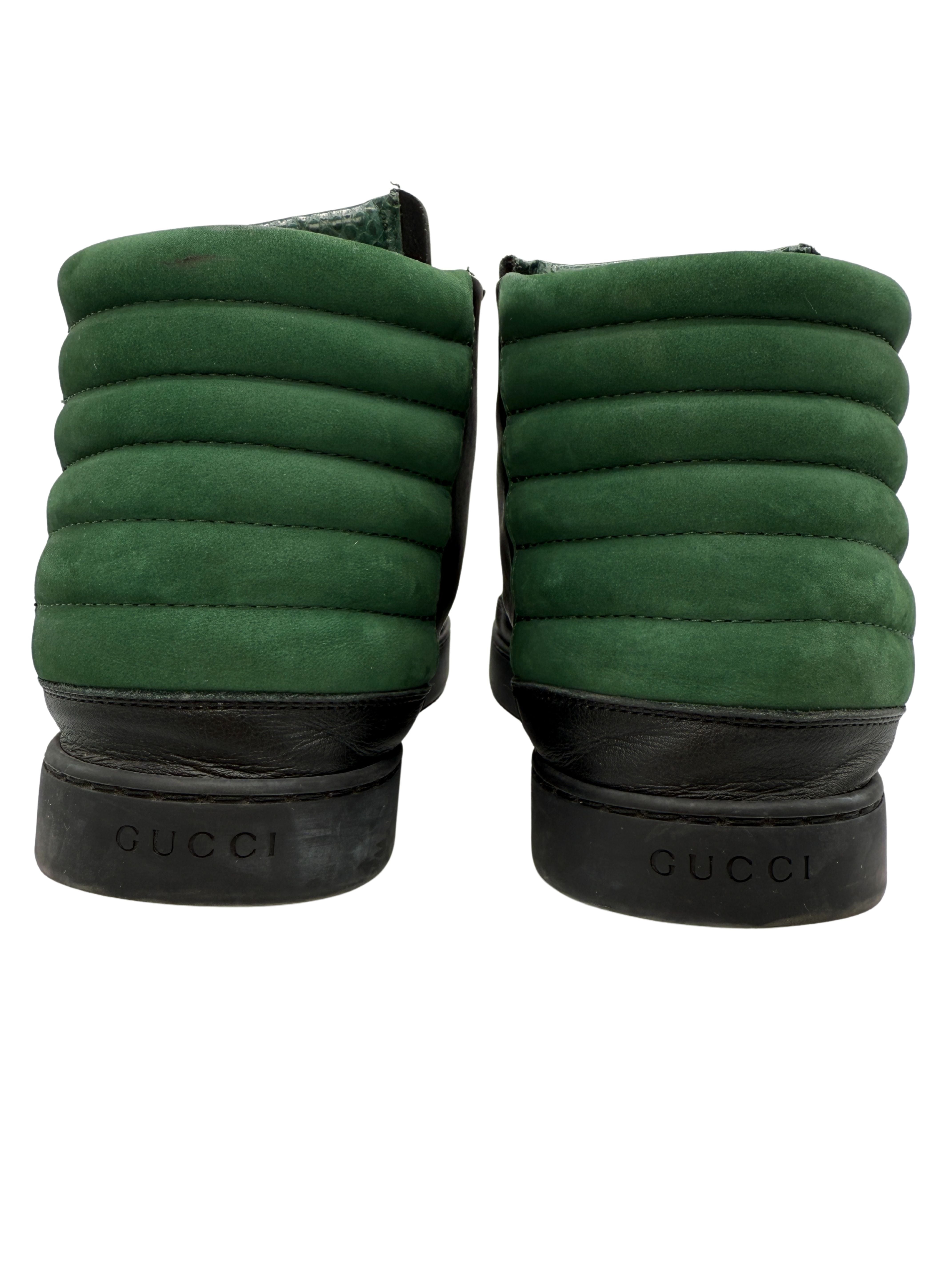 Gucci Leather High Top Trainers - Black/Green Gucci