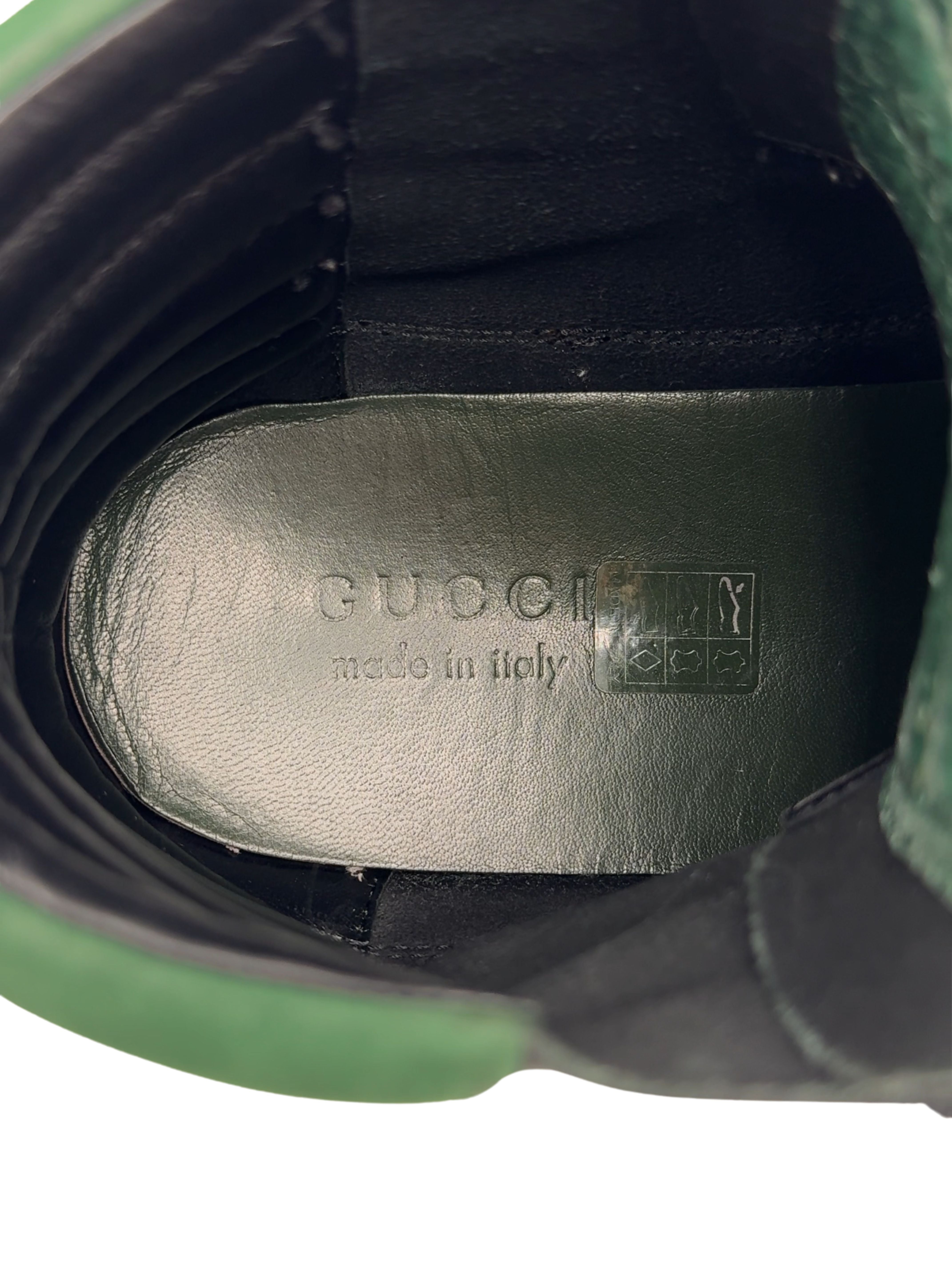 Gucci Leather High Top Trainers - Black/Green Gucci