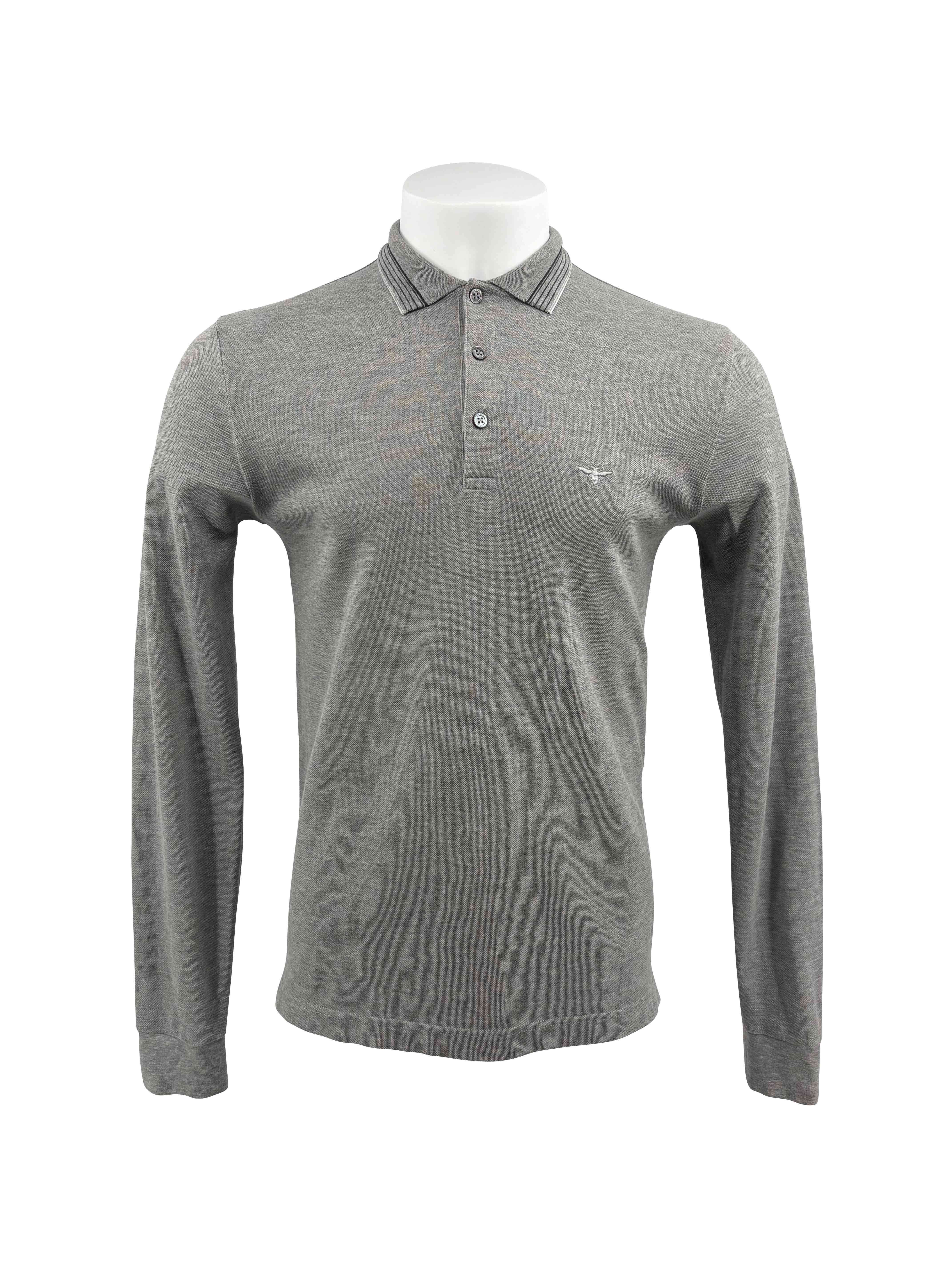 Dior Bee Long Sleeve Polo - Grey Dior