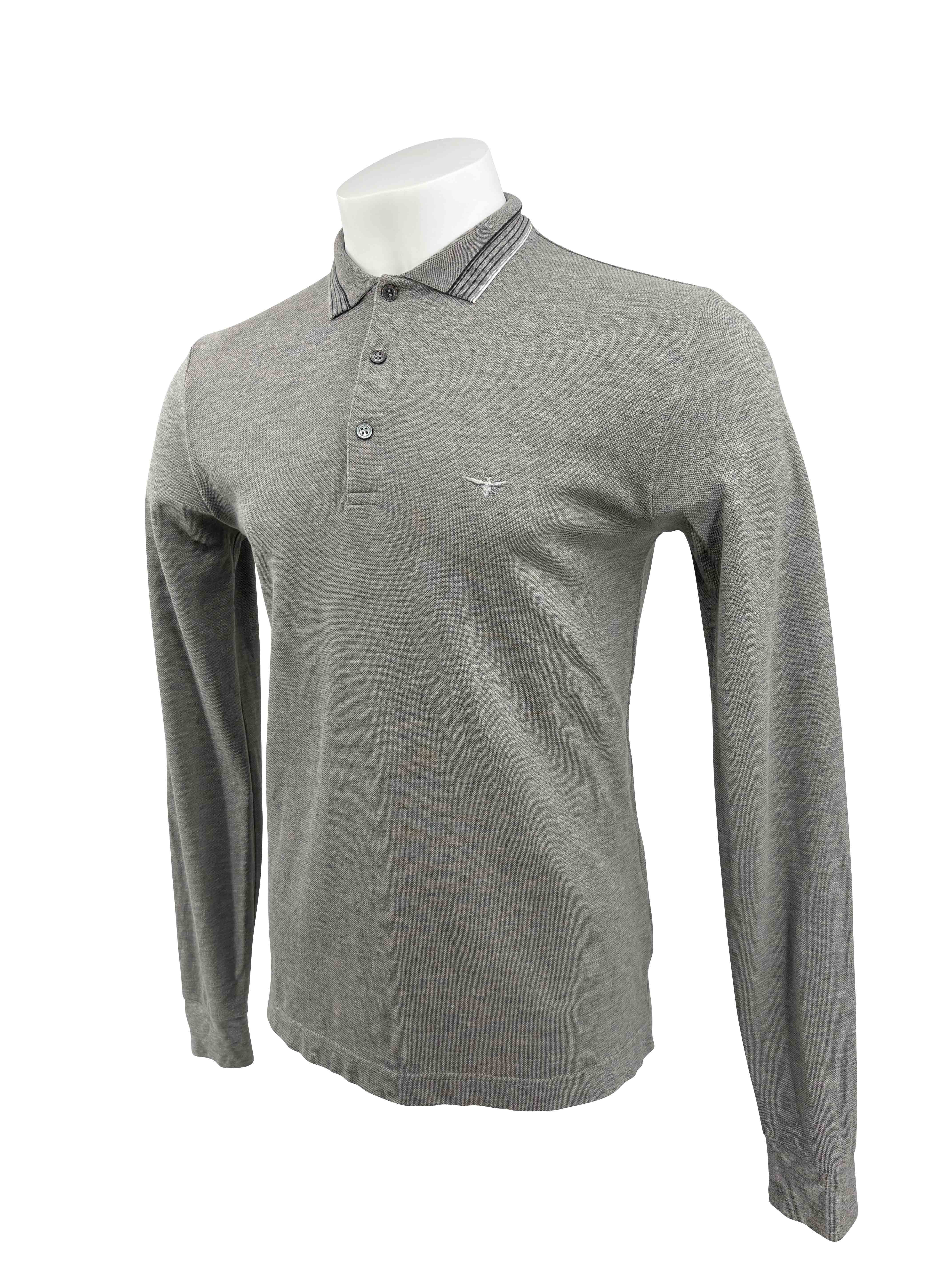 Dior Bee Long Sleeve Polo - Grey Dior