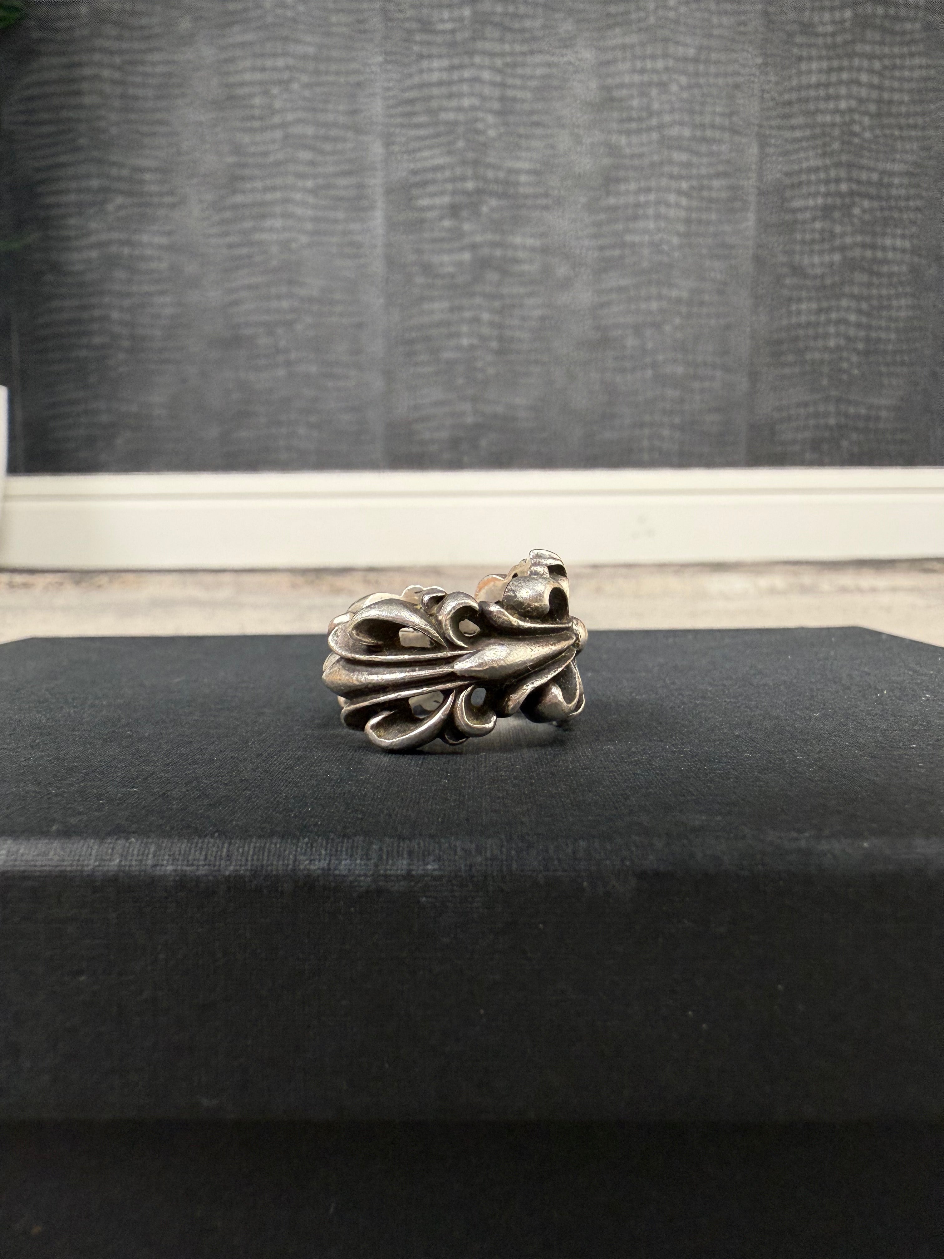 Chrome Hearts Silver Double Floral Keeper Ring Chrome Hearts
