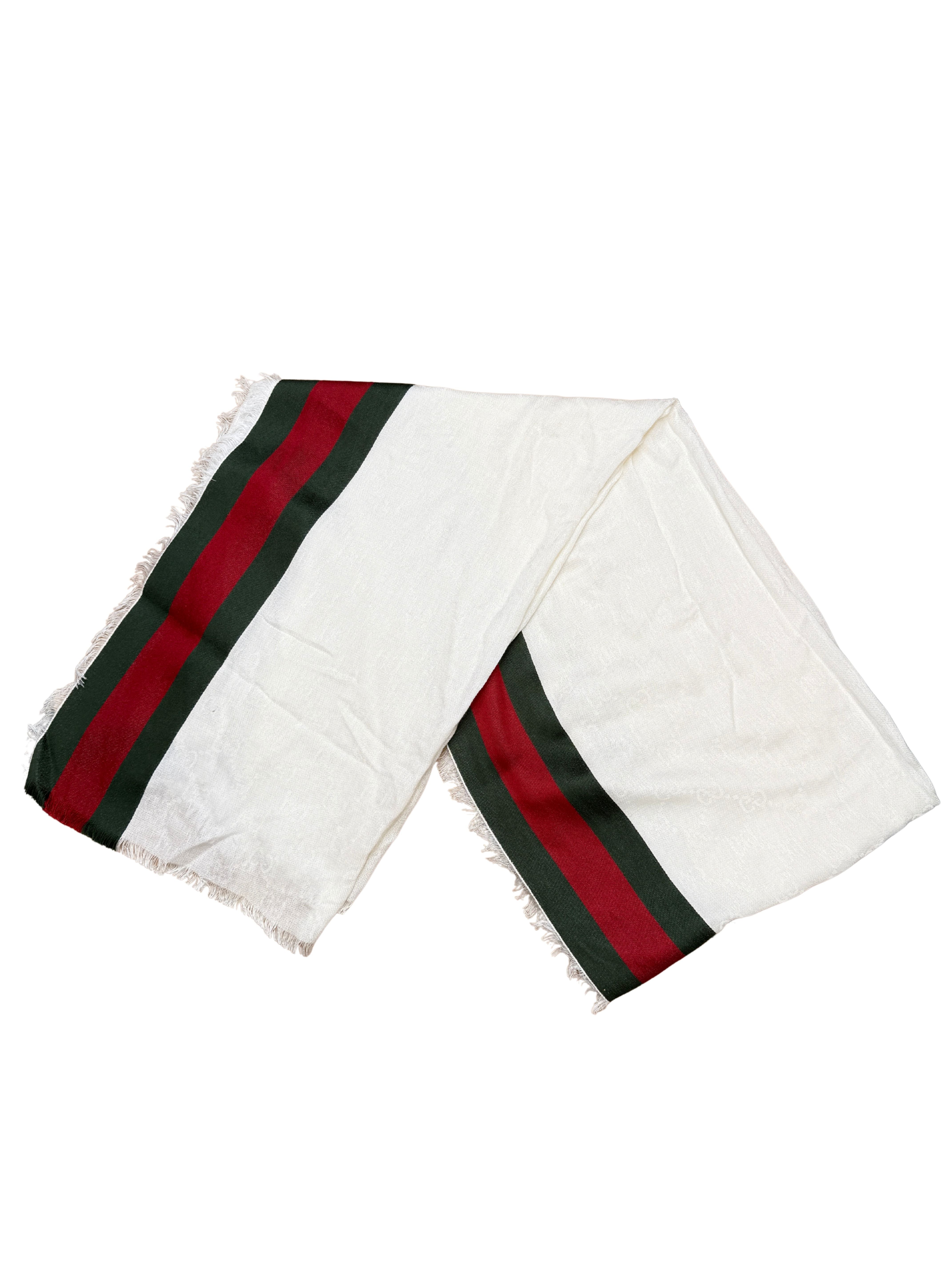 Gucci GG Wool Silk Jacquard Scarf - White (Unused) Gucci