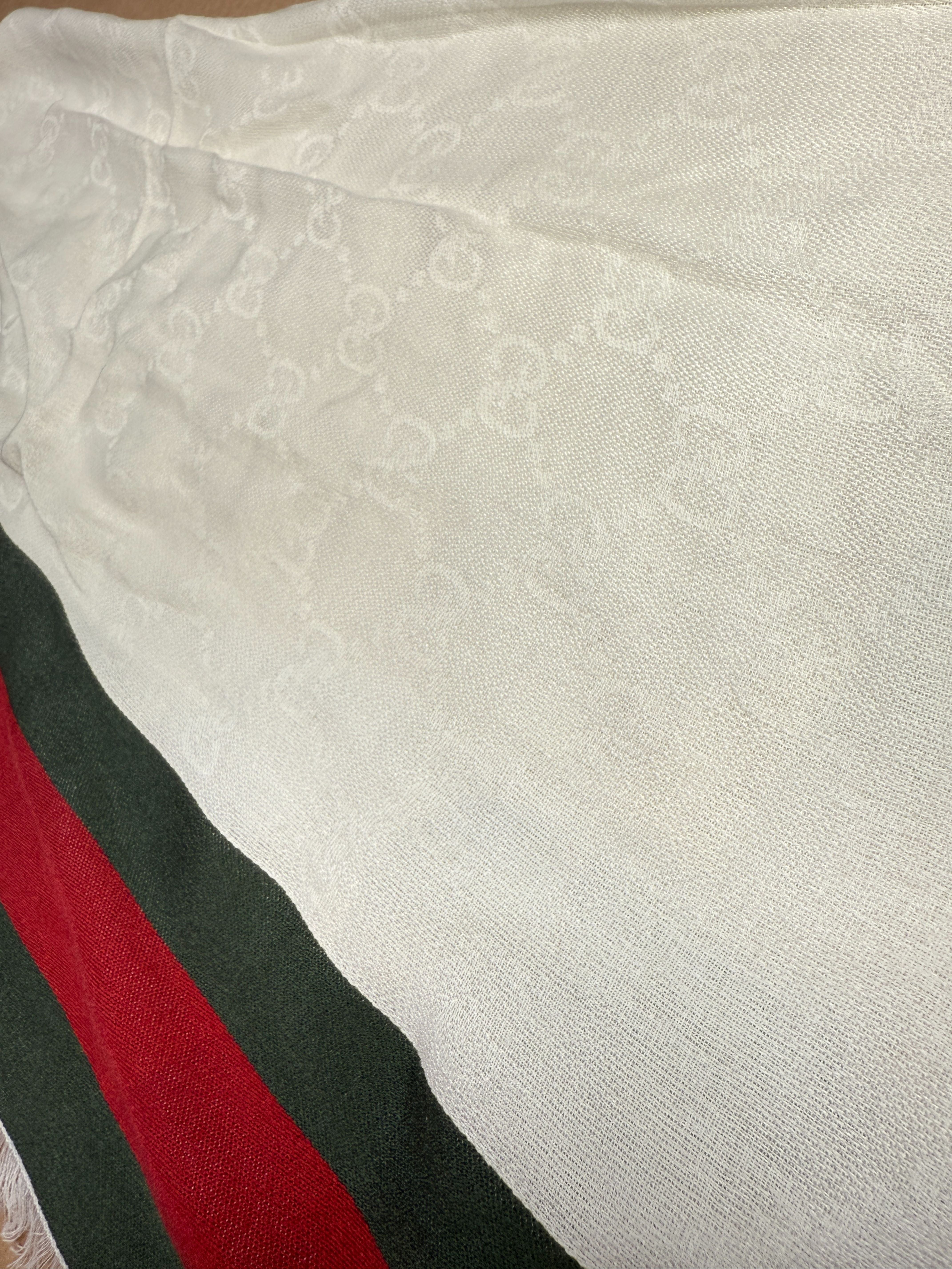 Gucci GG Wool Silk Jacquard Scarf - White (Unused) Gucci