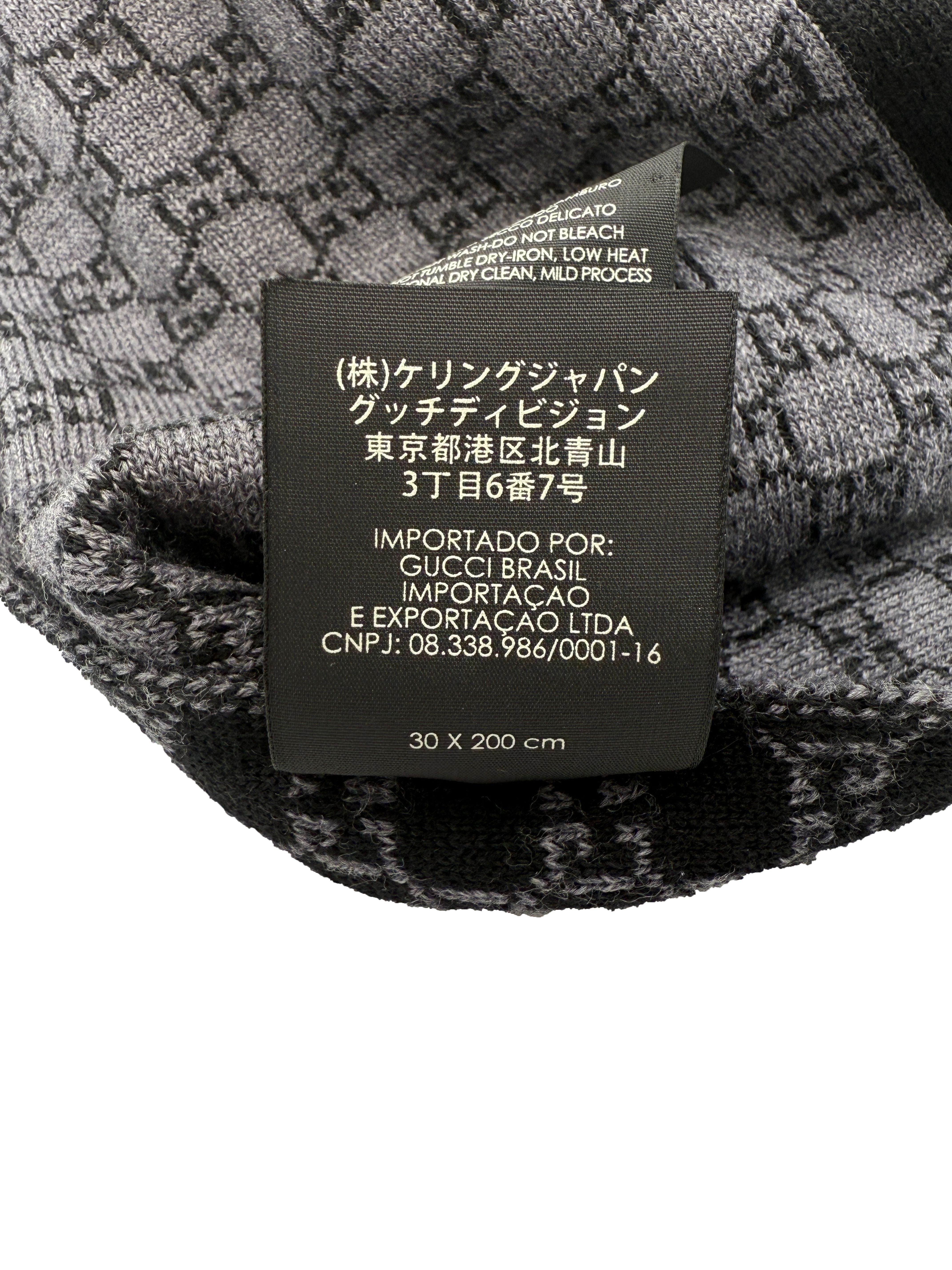 Gucci Double Jacquard GG Wool Scarf - Grey (Unused) Gucci