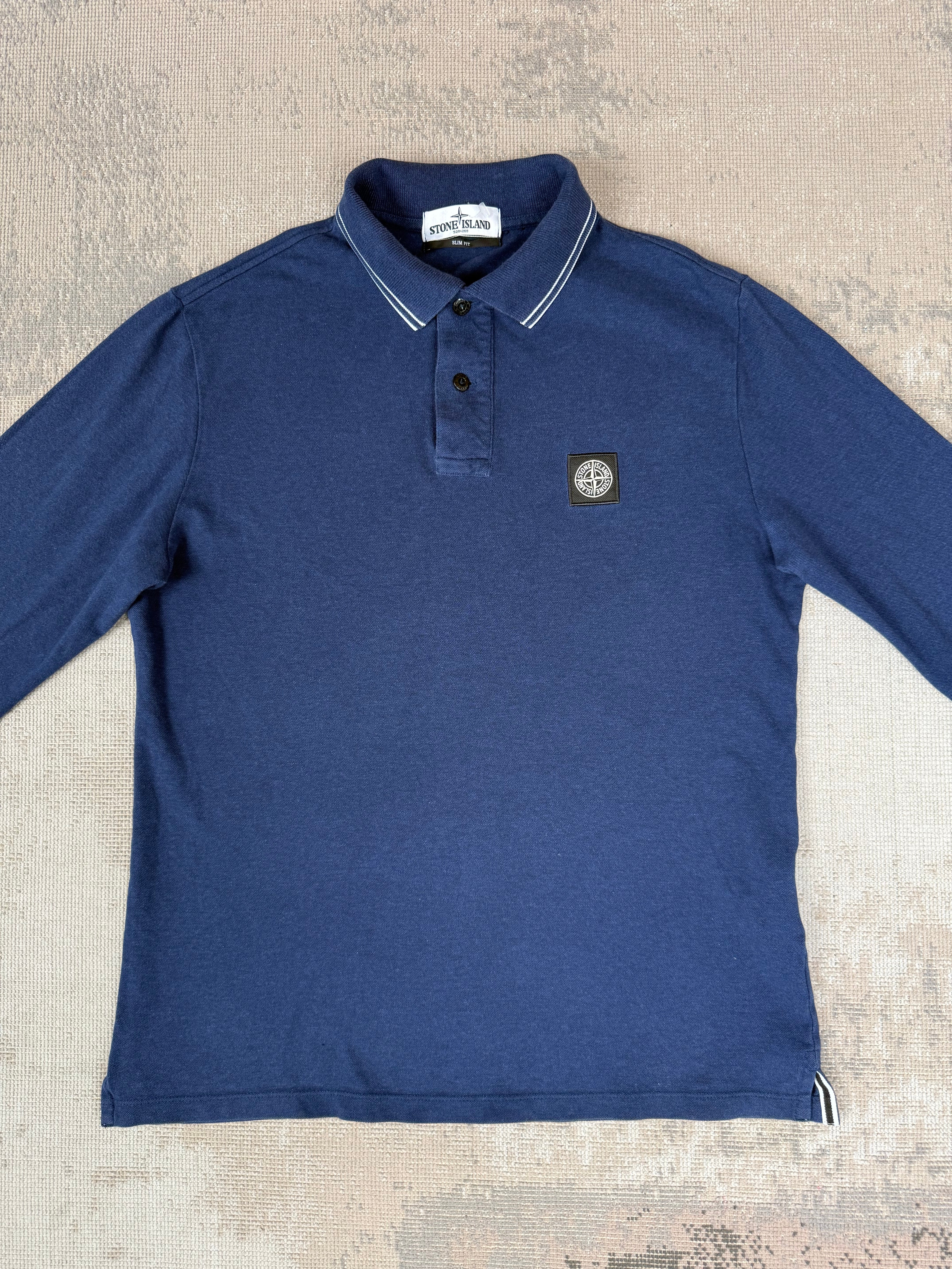 Stone Island Long Sleeve Compass Polo - Navy Stone Island