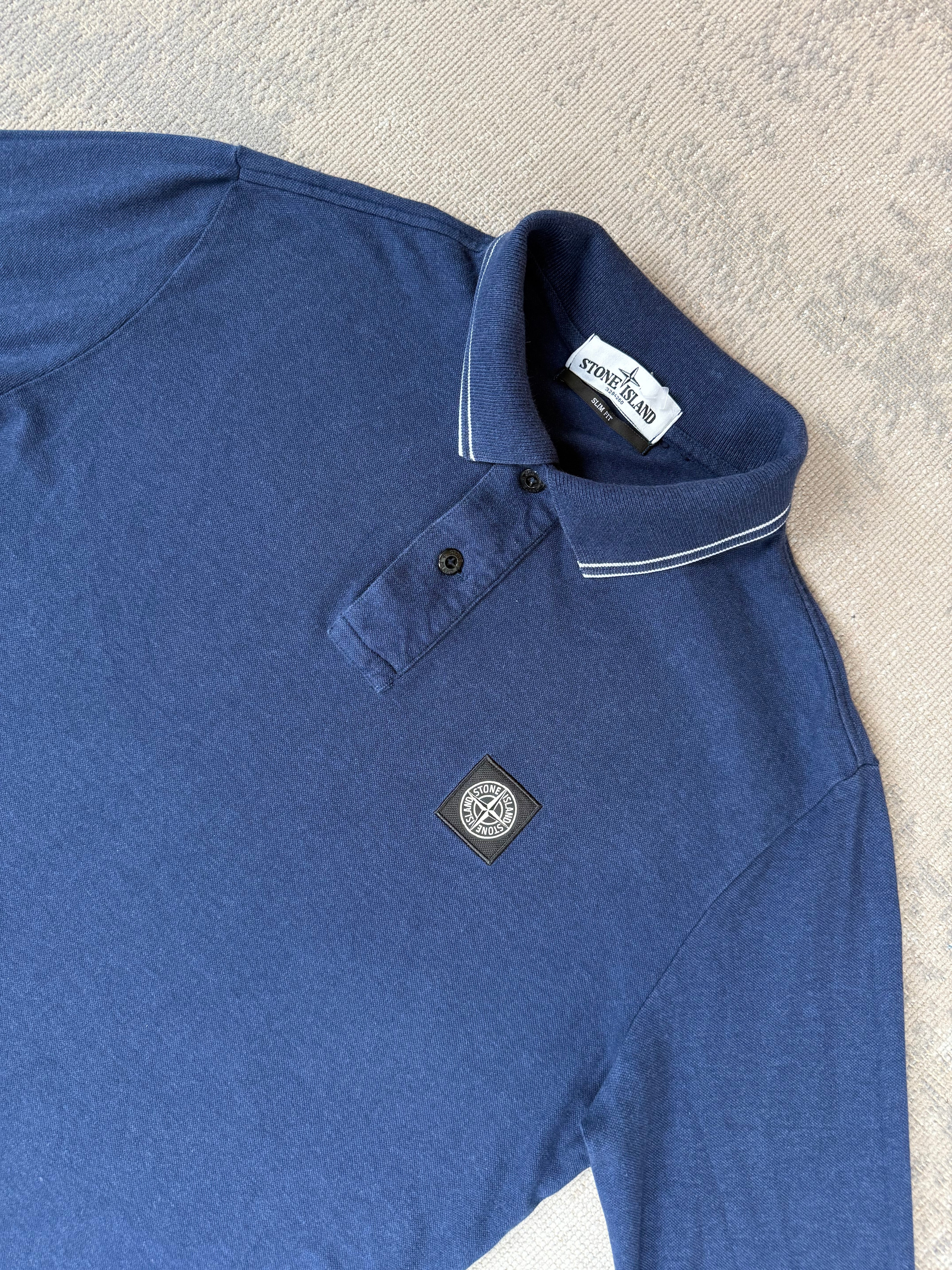 Stone Island Long Sleeve Compass Polo - Navy Stone Island