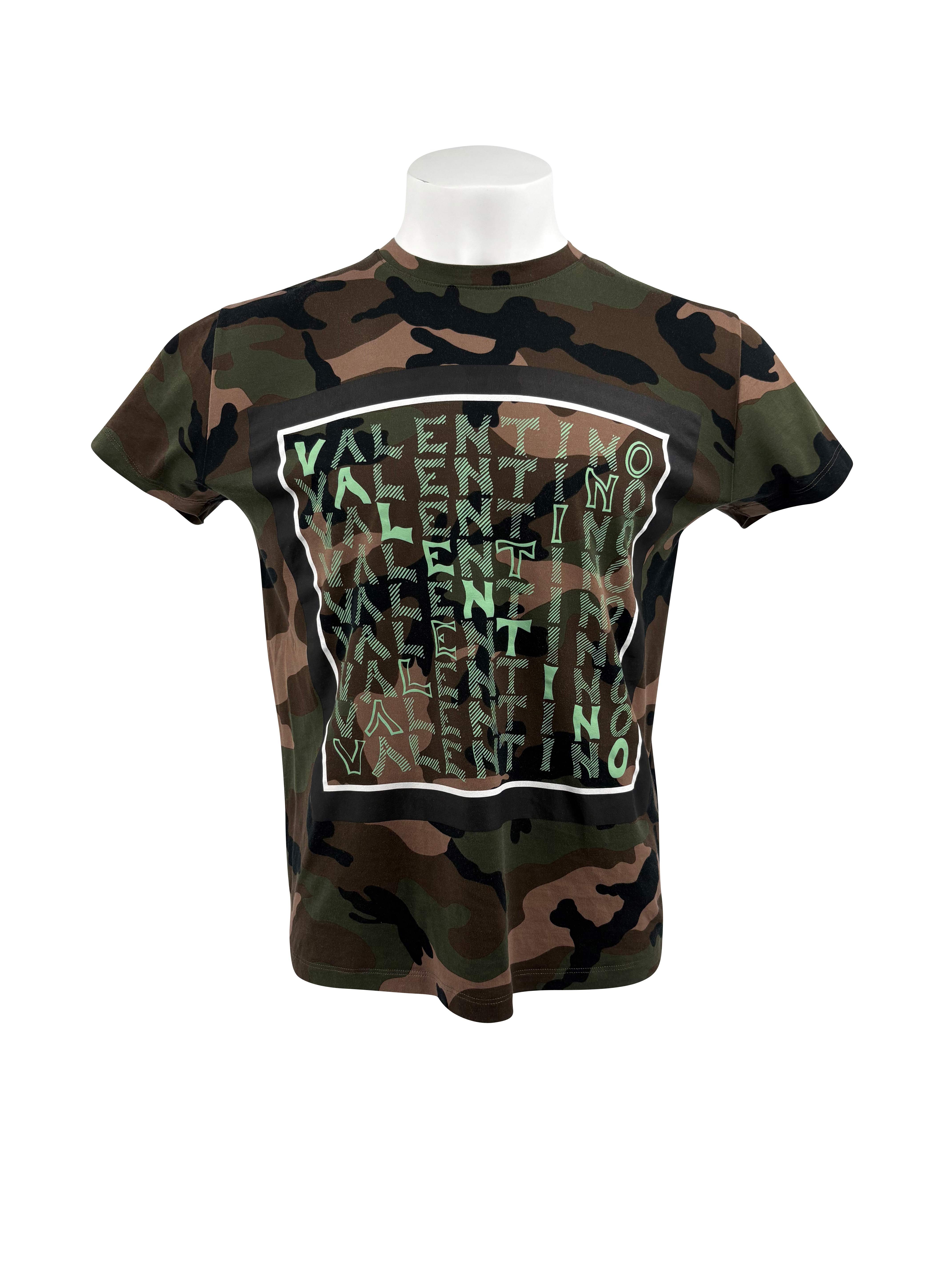 Valentino Camo T-Shirt With V Print - Camo Valentino
