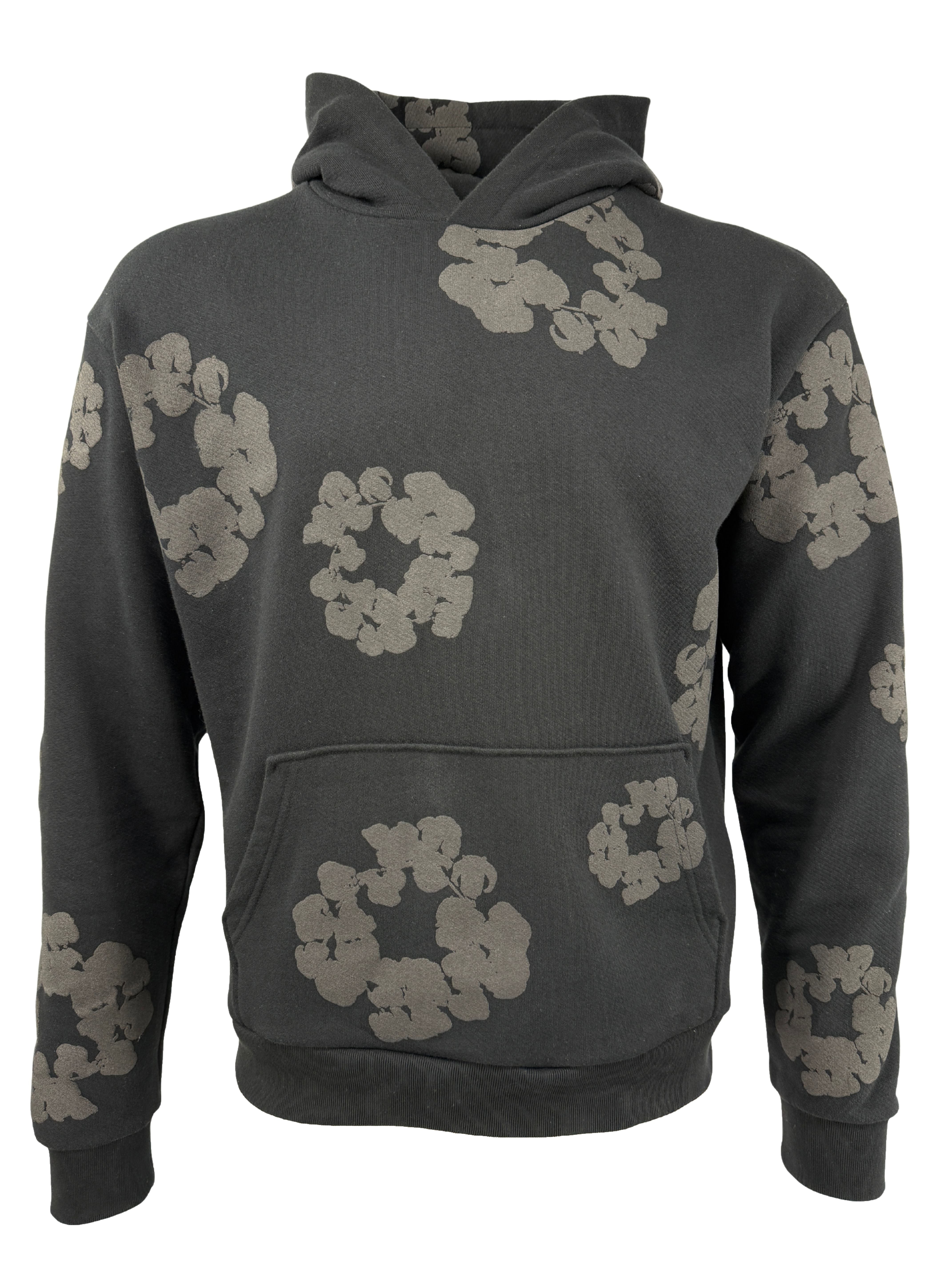 Denim Tears Cotton-Wreath Print Hoodie - Black Denim Tears
