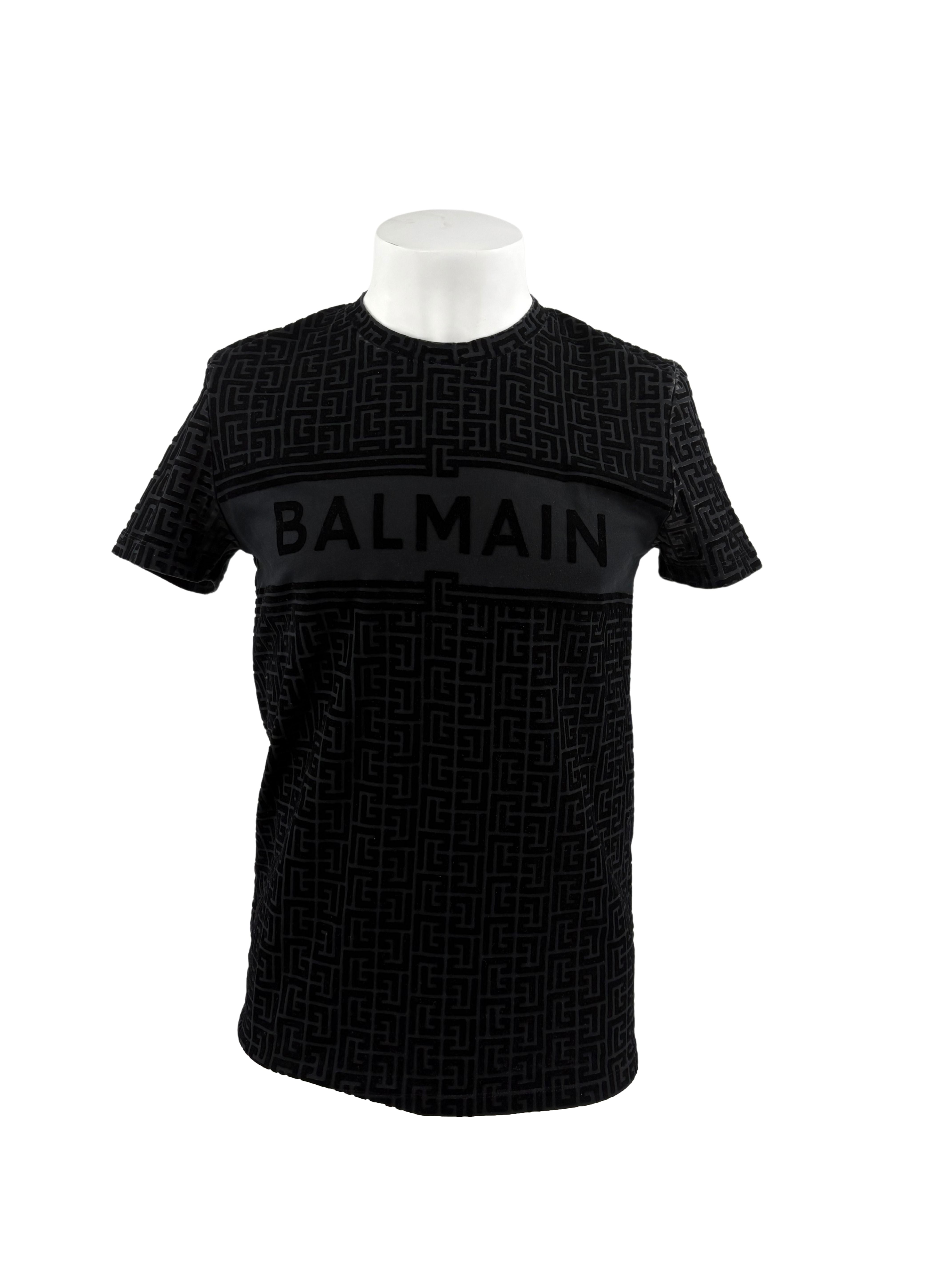Balmain Flocked Monogram T-shirt - Black Balmain