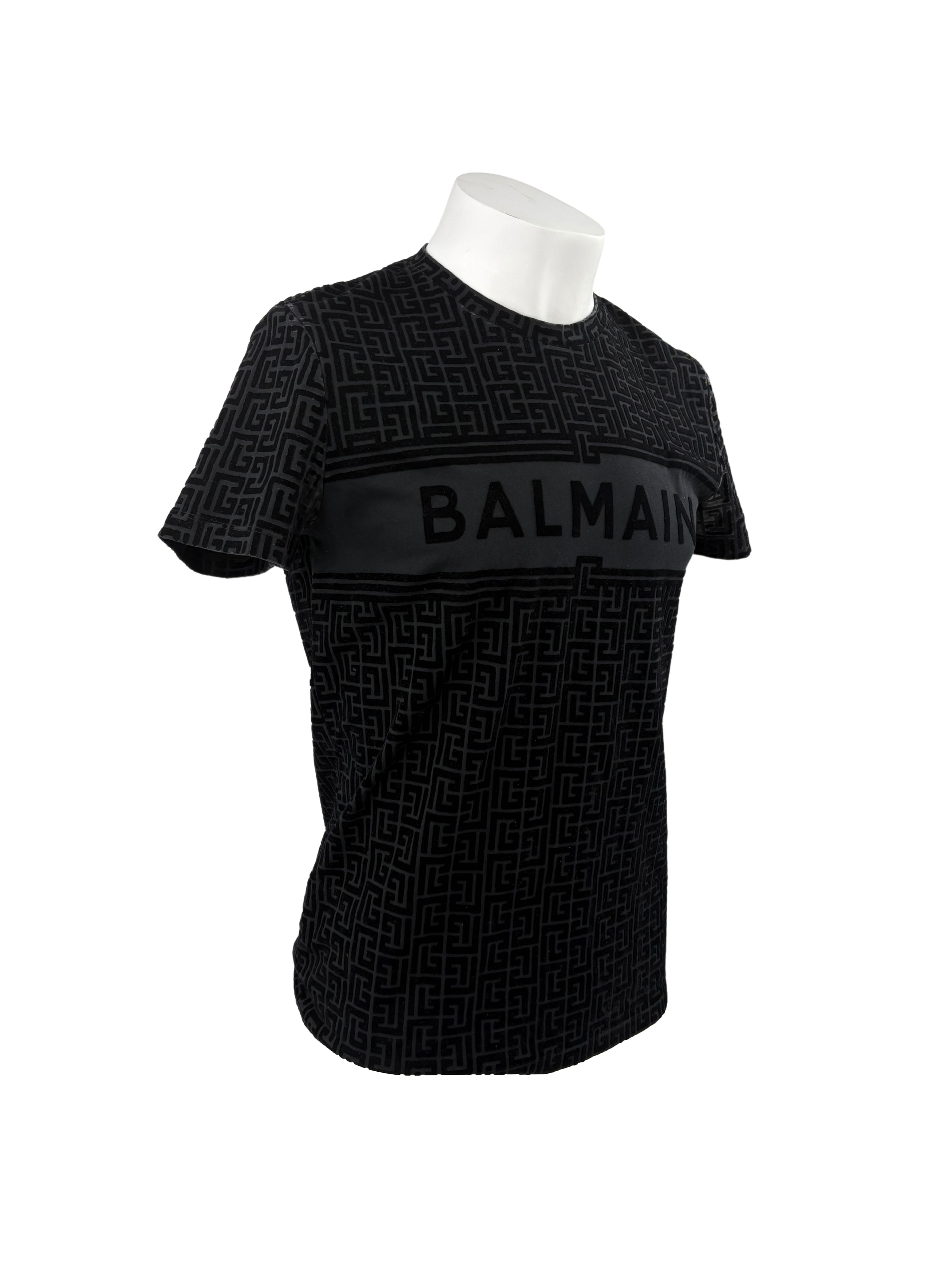 Balmain Flocked Monogram T-shirt - Black Balmain