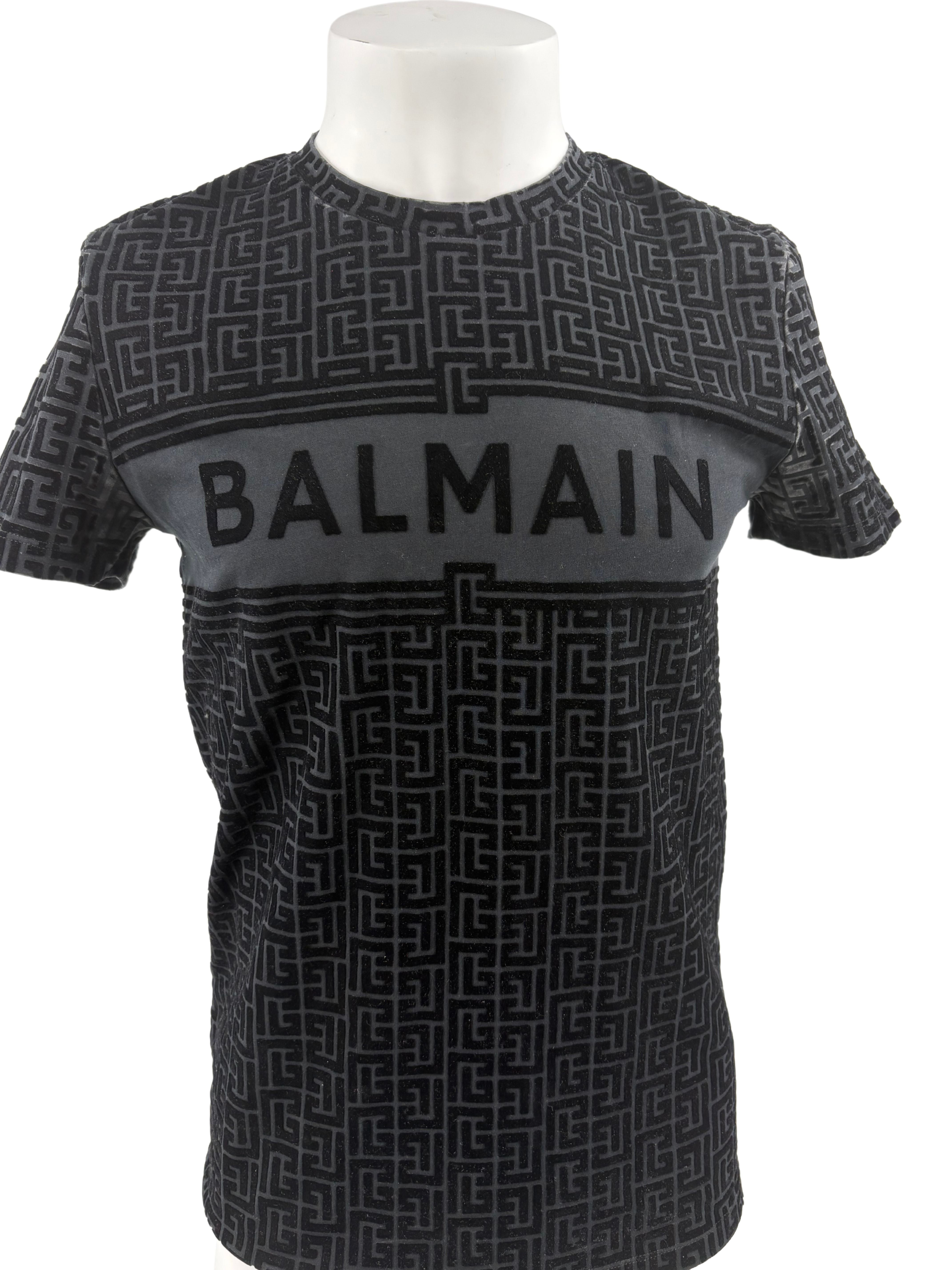 Balmain Flocked Monogram T-shirt - Black Balmain