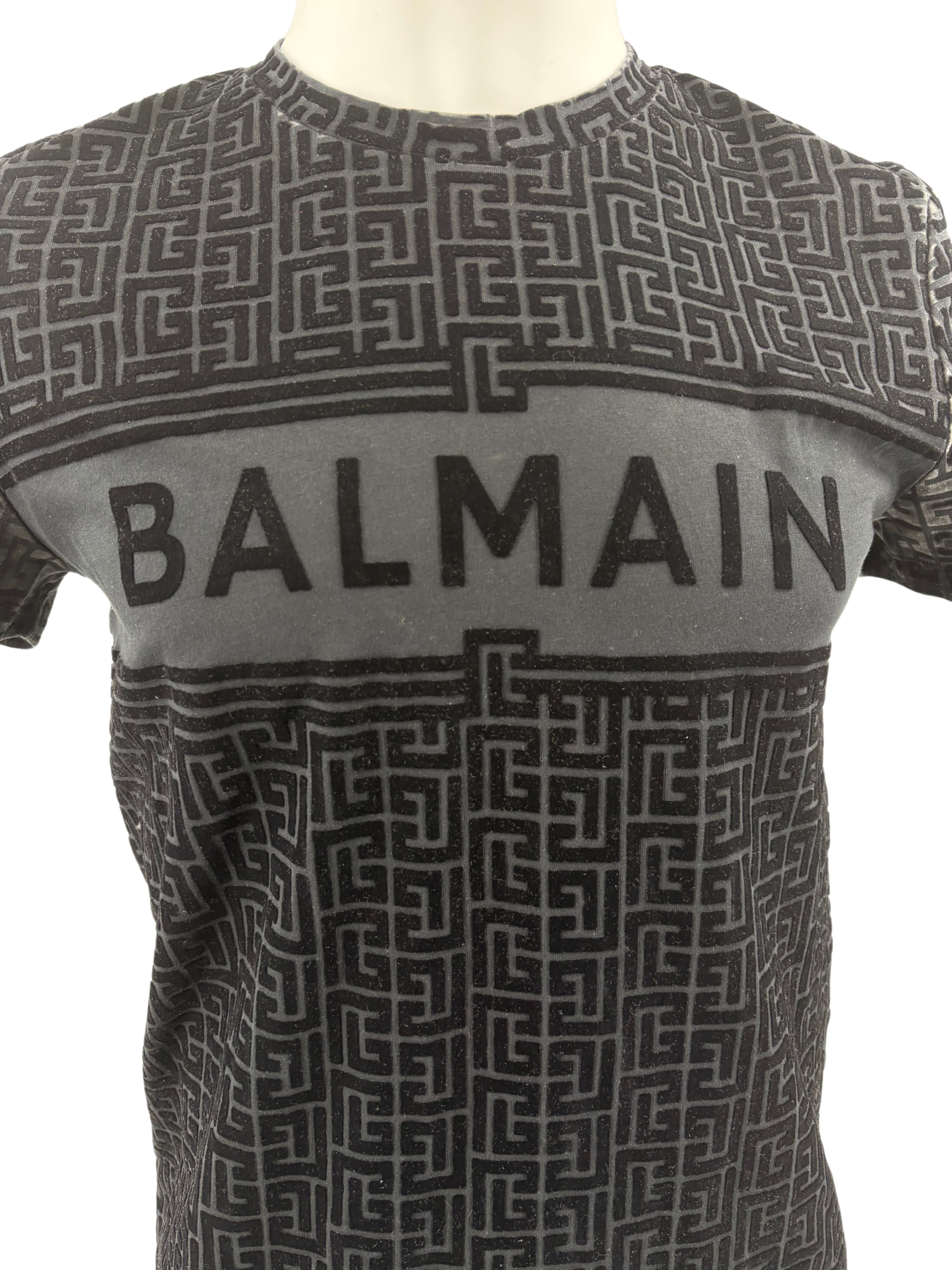 Balmain Flocked Monogram T-shirt - Black Balmain