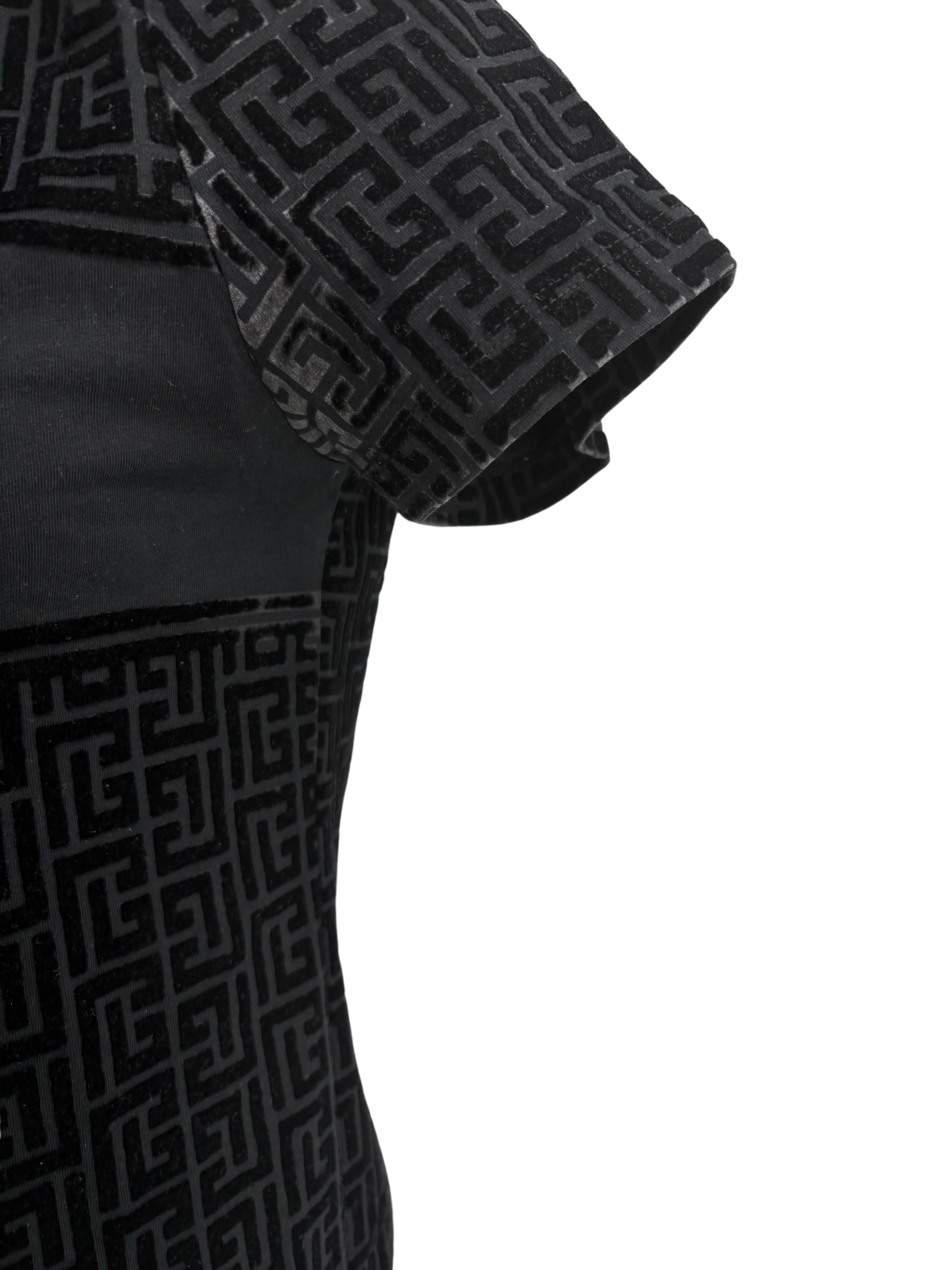 Balmain Flocked Monogram T-shirt - Black Balmain