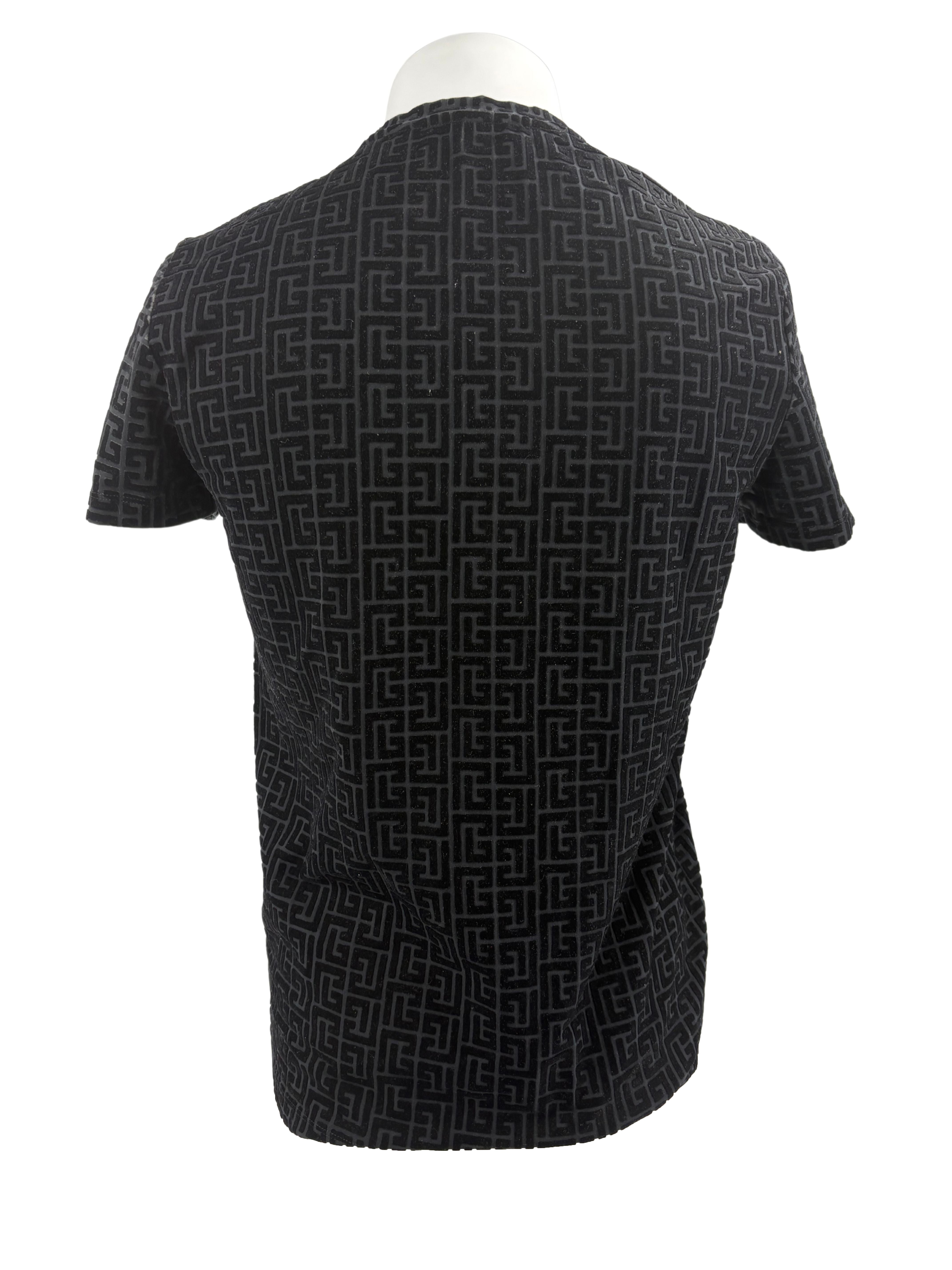 Balmain Flocked Monogram T-shirt - Black Balmain