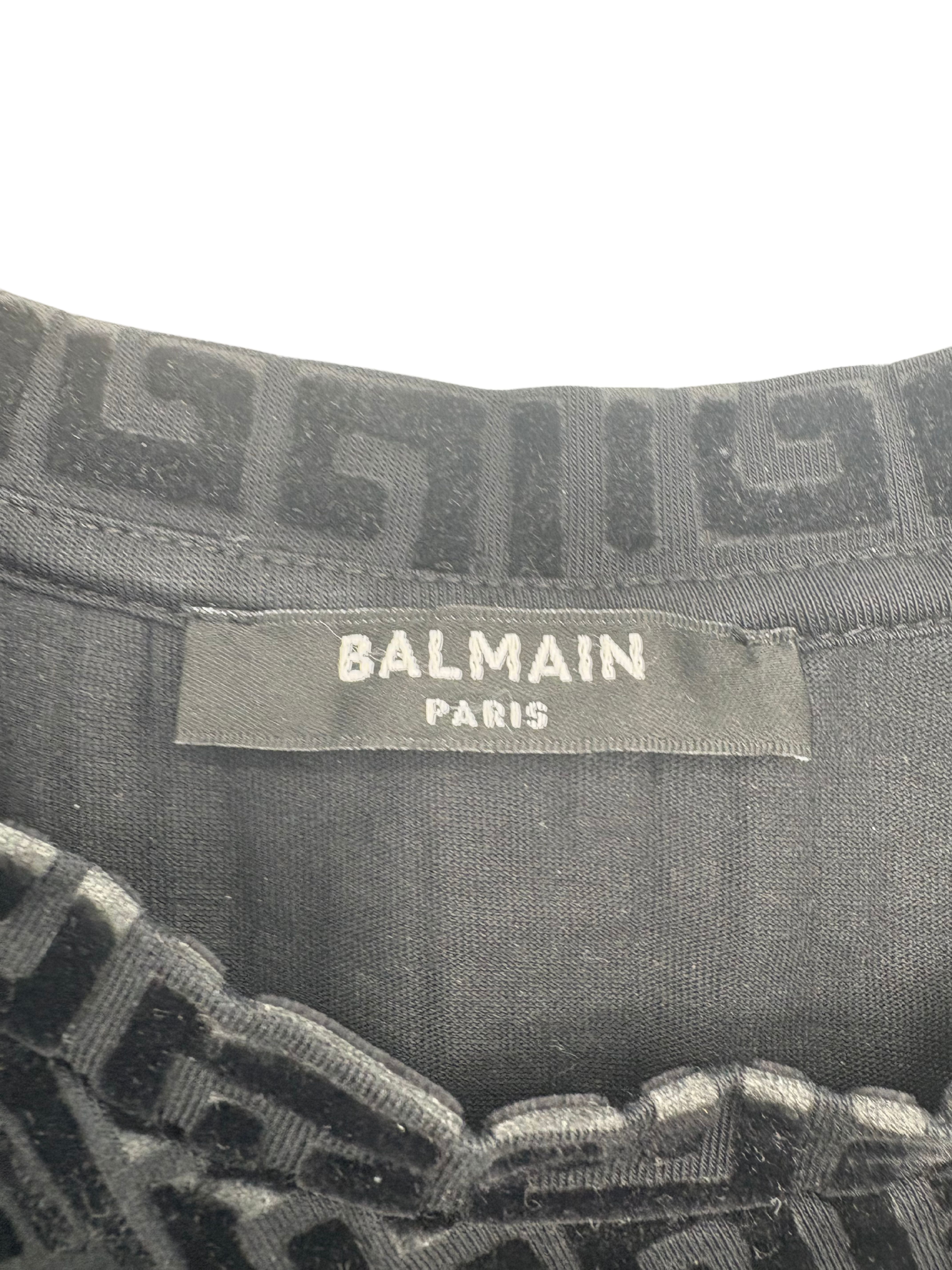 Balmain Flocked Monogram T-shirt - Black Balmain