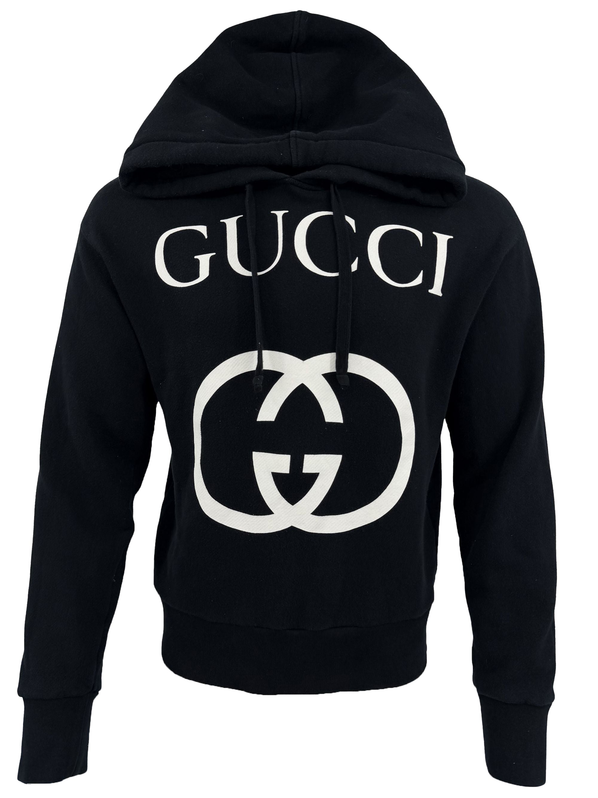 Gucci GG Logo Print Hoodie - Black