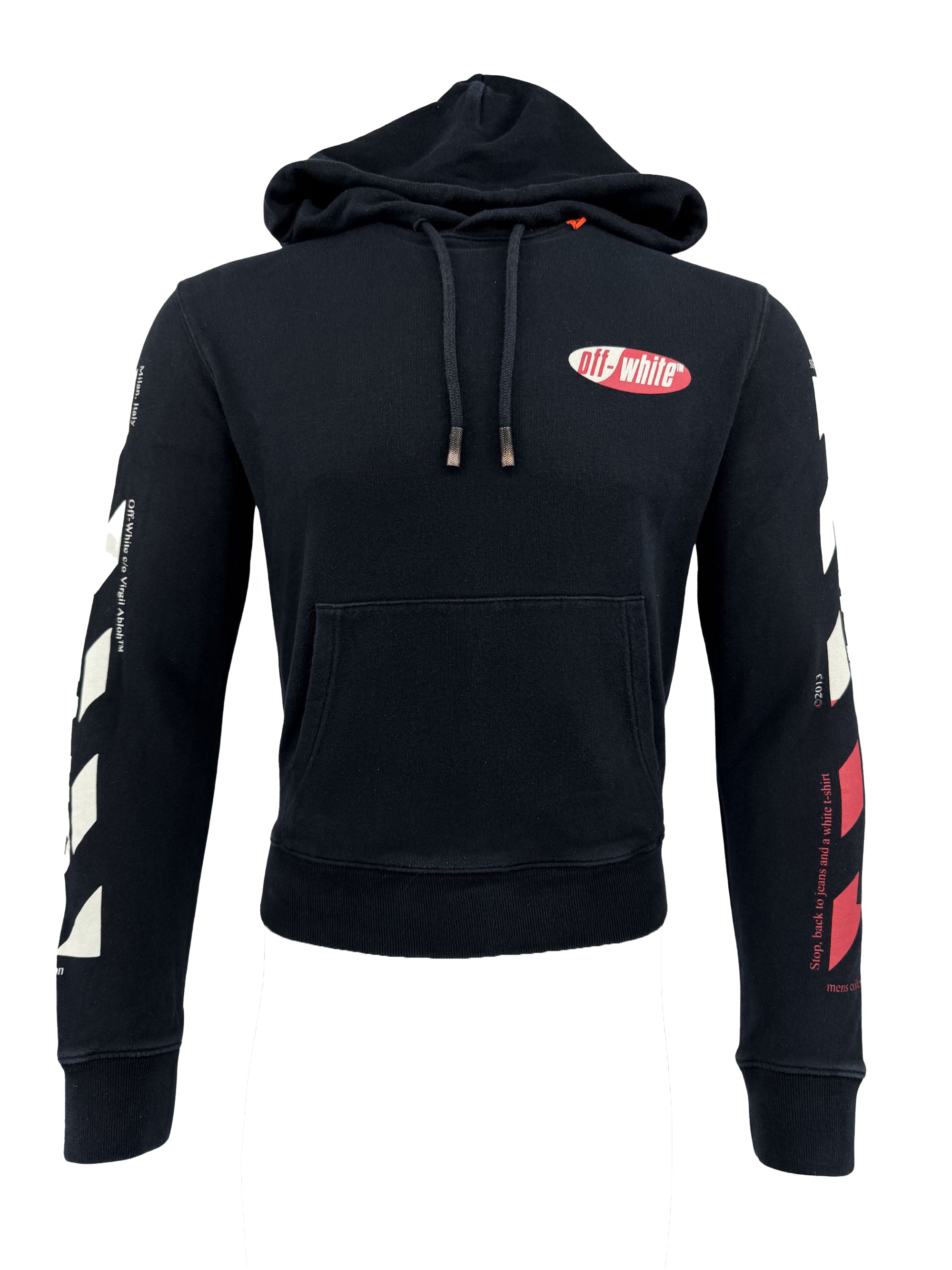 Off-White Diagonal Split Logo Hoodie - Black