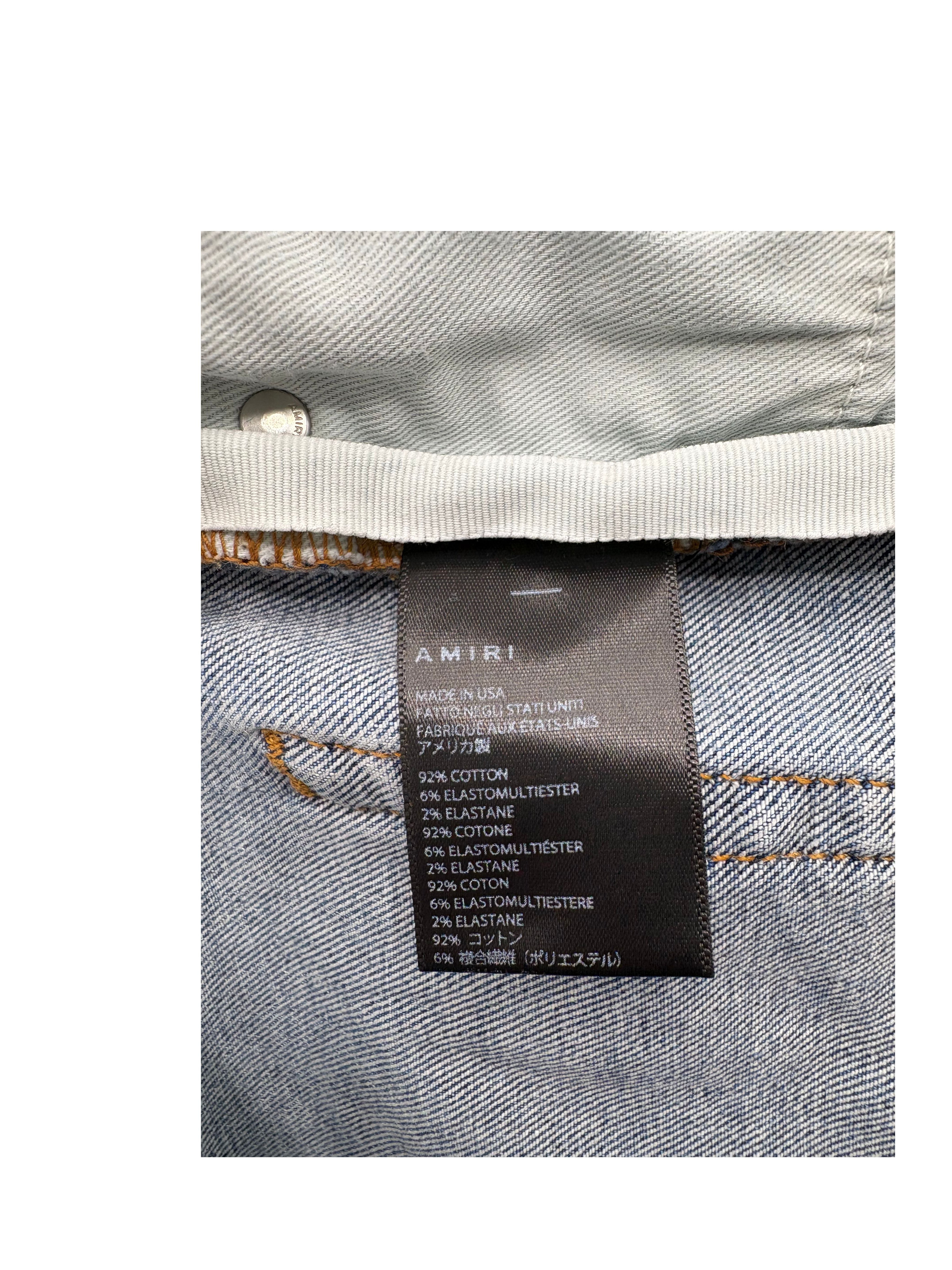 Amiri MX1 Paint Splatter Jeans - Light Blue Amiri