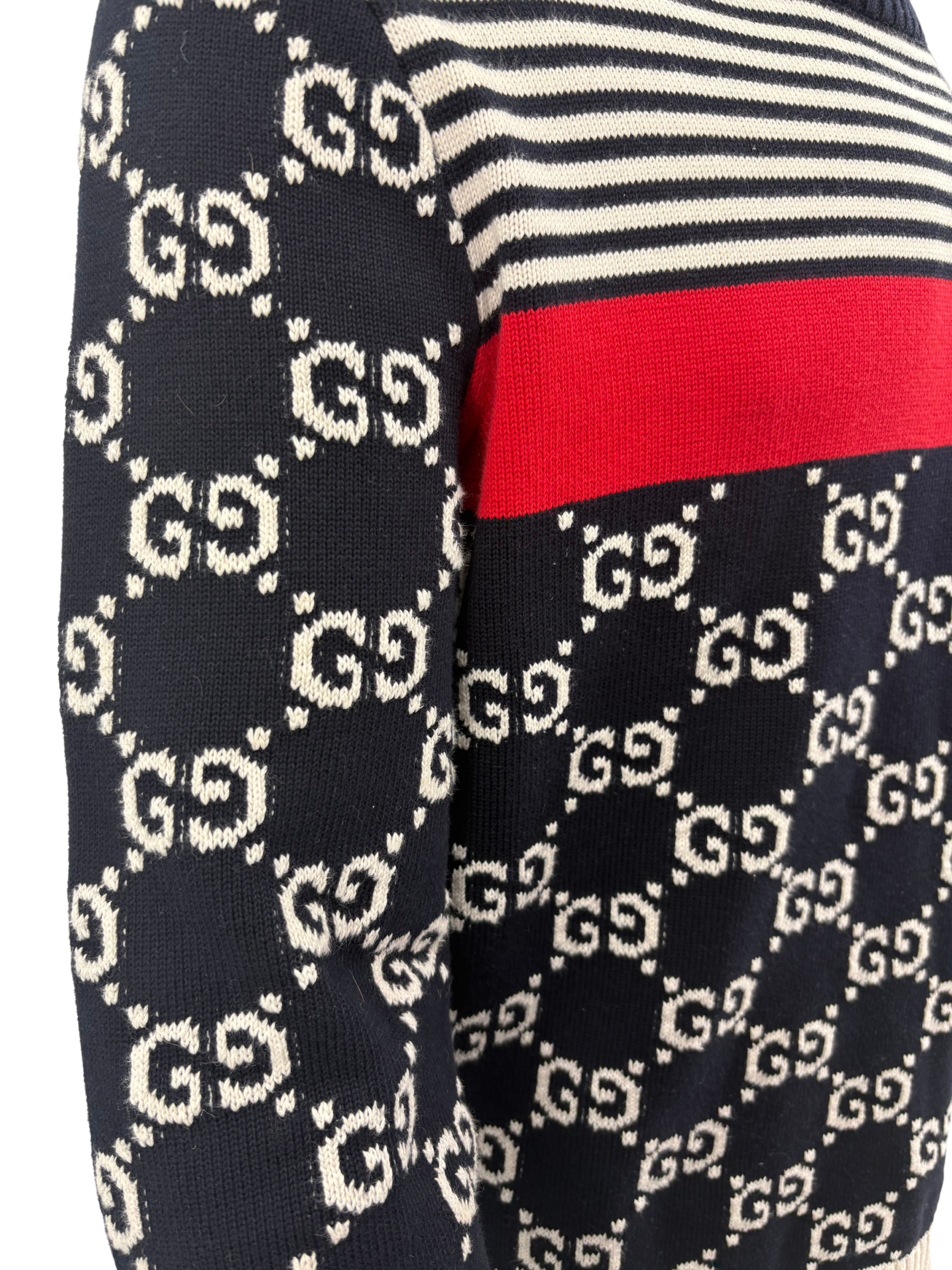 Gucci GG Stripe Knit Jumper - Navy/White Gucci