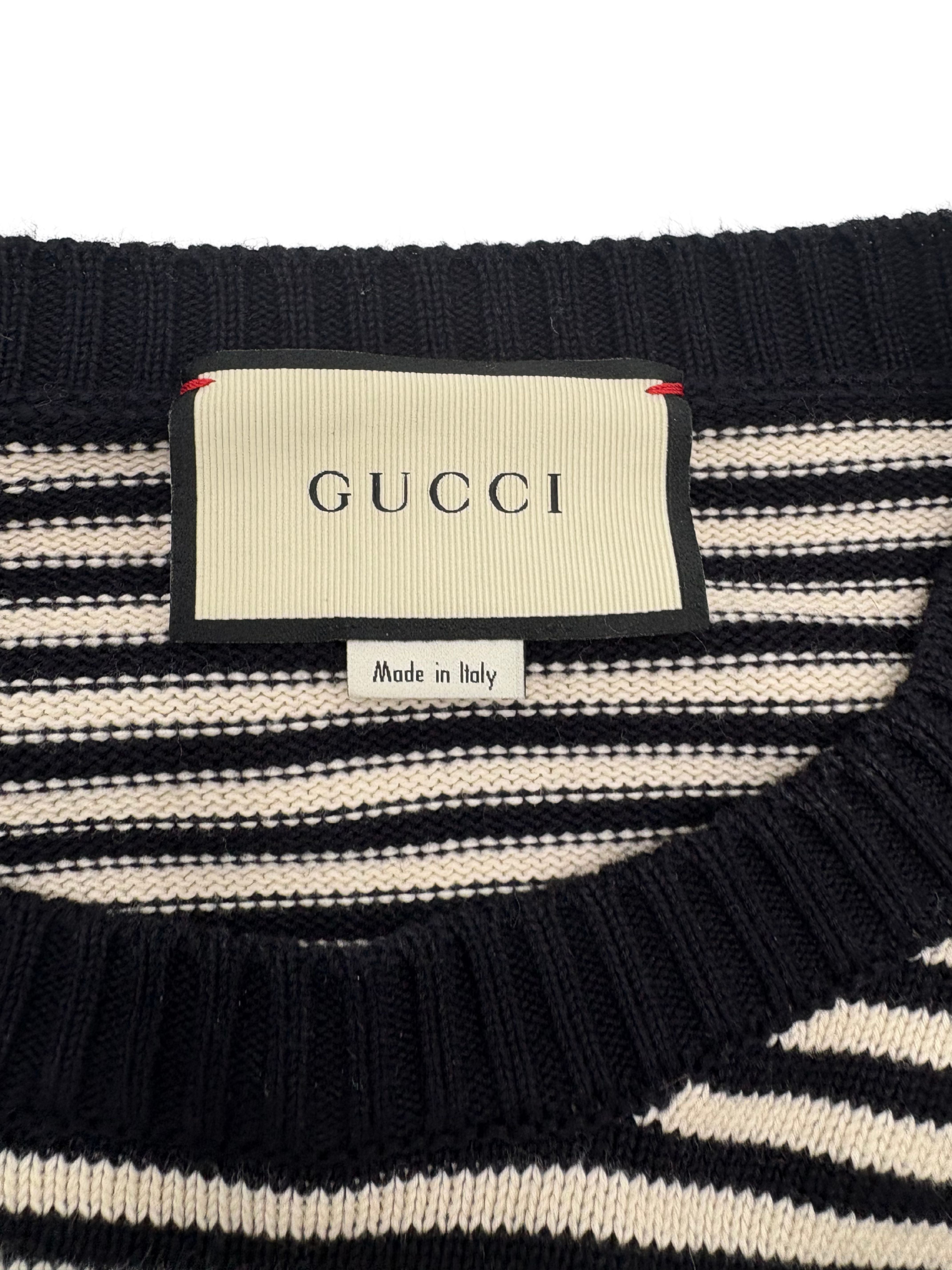 Gucci GG Stripe Knit Jumper - Navy/White Gucci