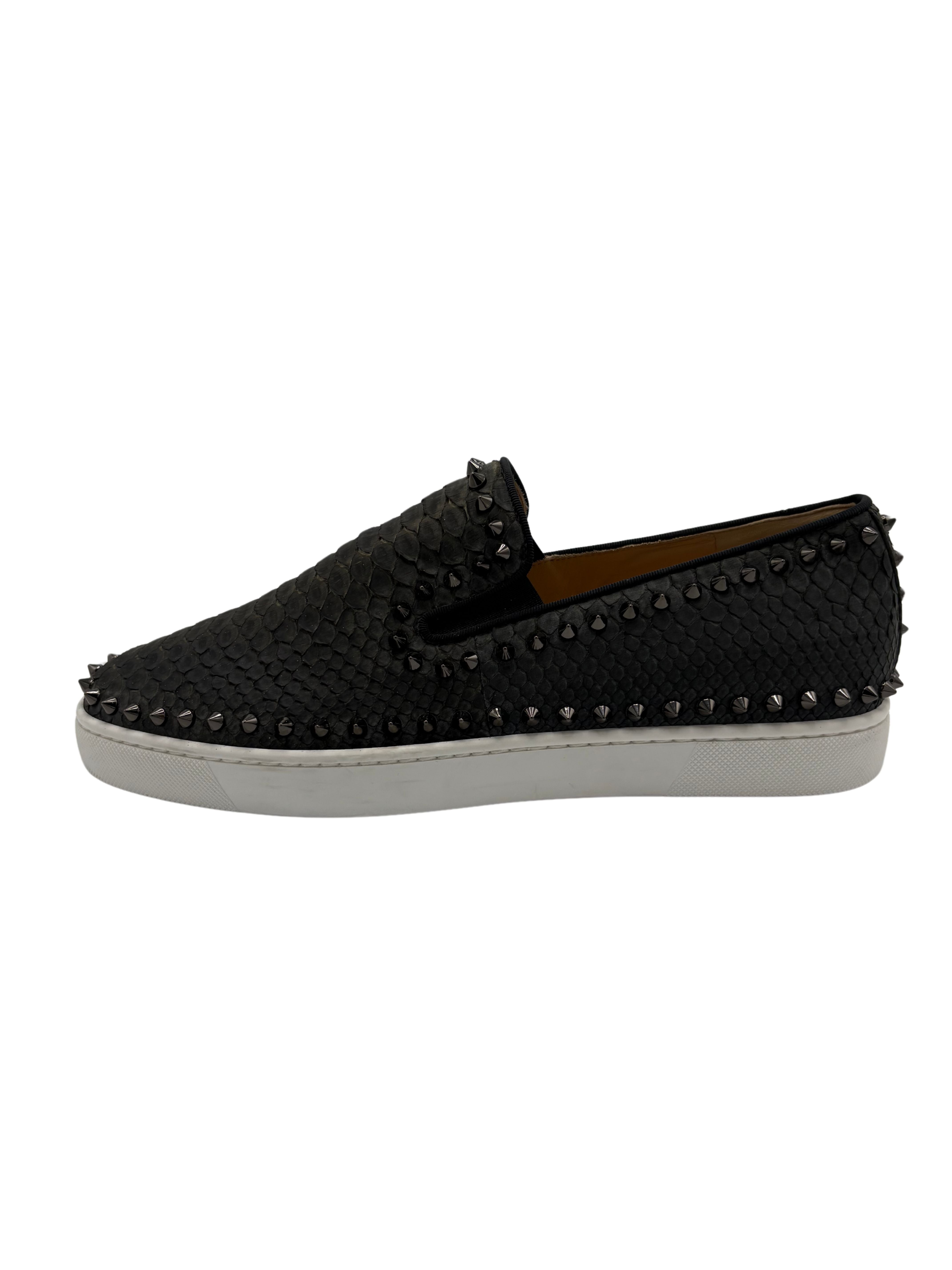 Christian Louboutin Pik Boat Snakeskin - Black