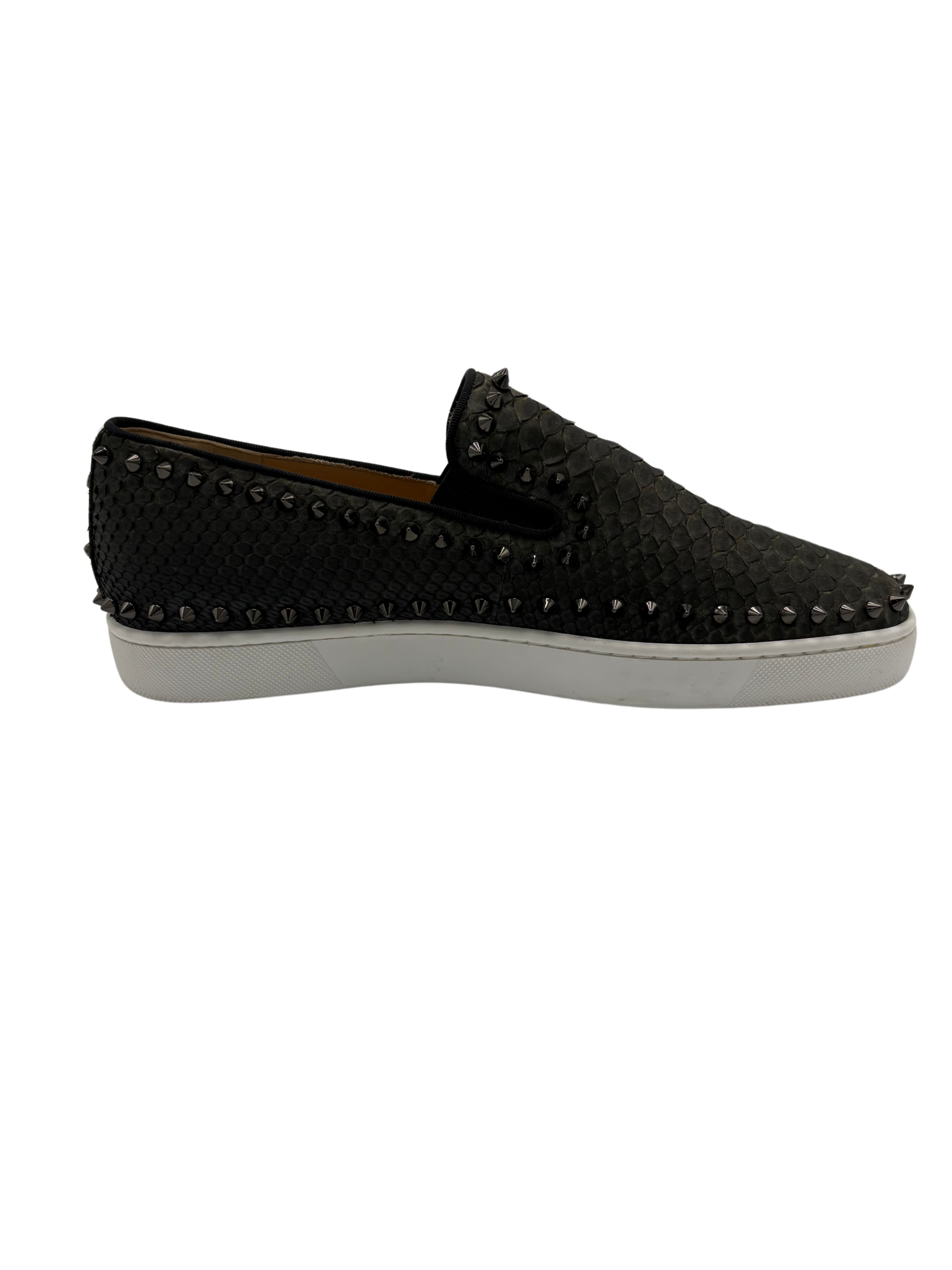 Christian Louboutin Pik Boat Snakeskin - Black