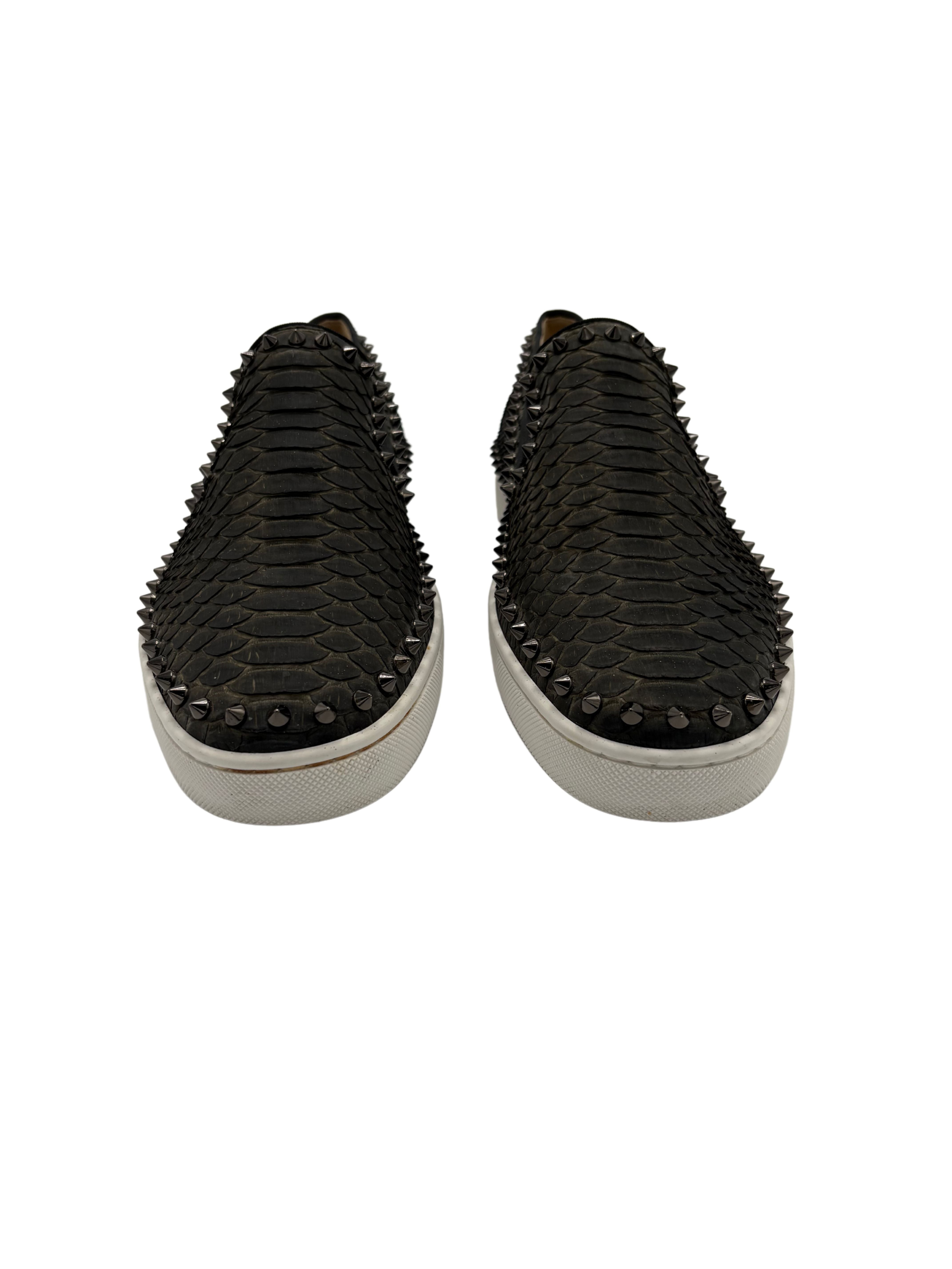 Christian Louboutin Pik Boat Snakeskin - Black