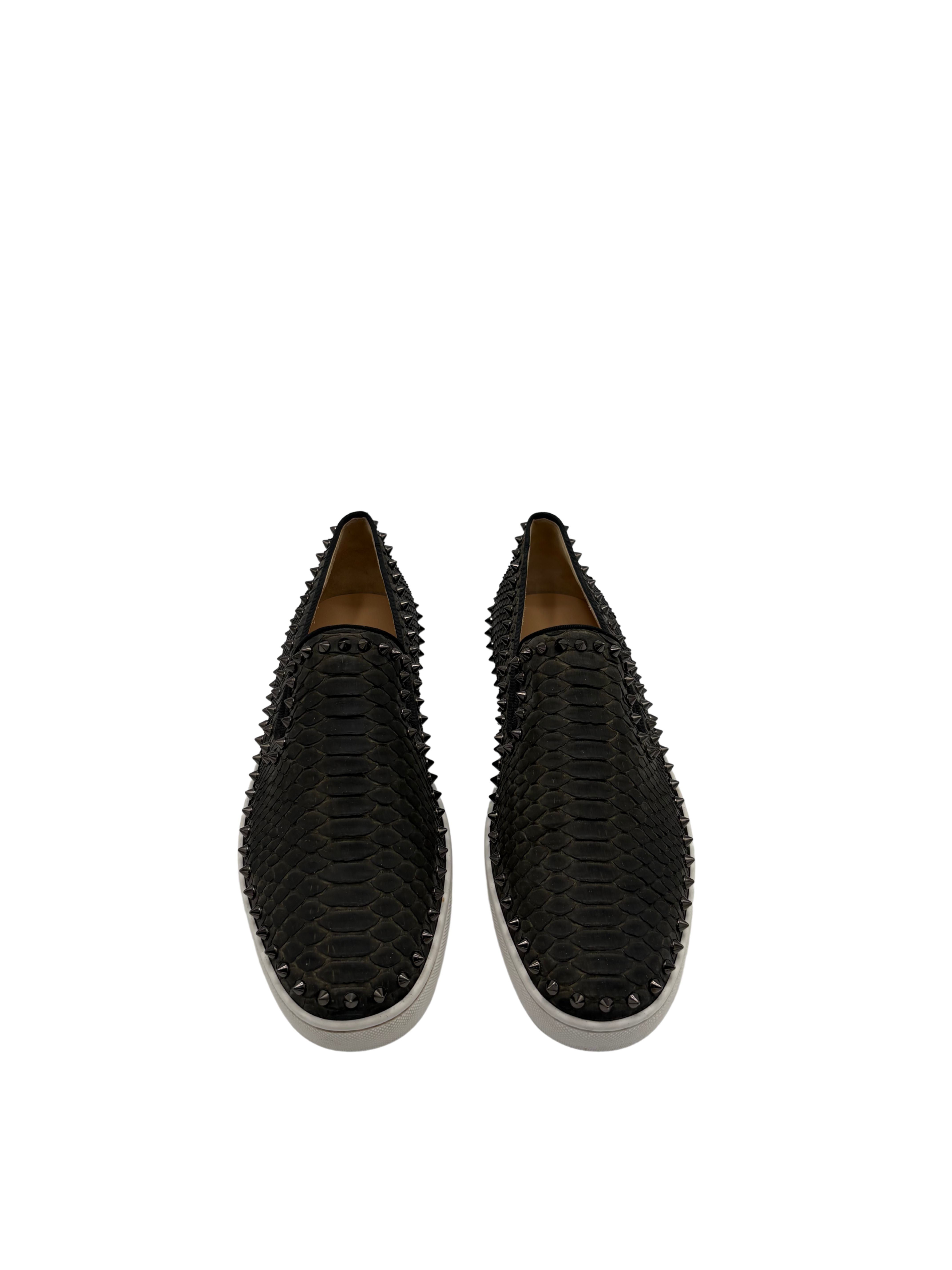 Christian Louboutin Pik Boat Snakeskin - Black