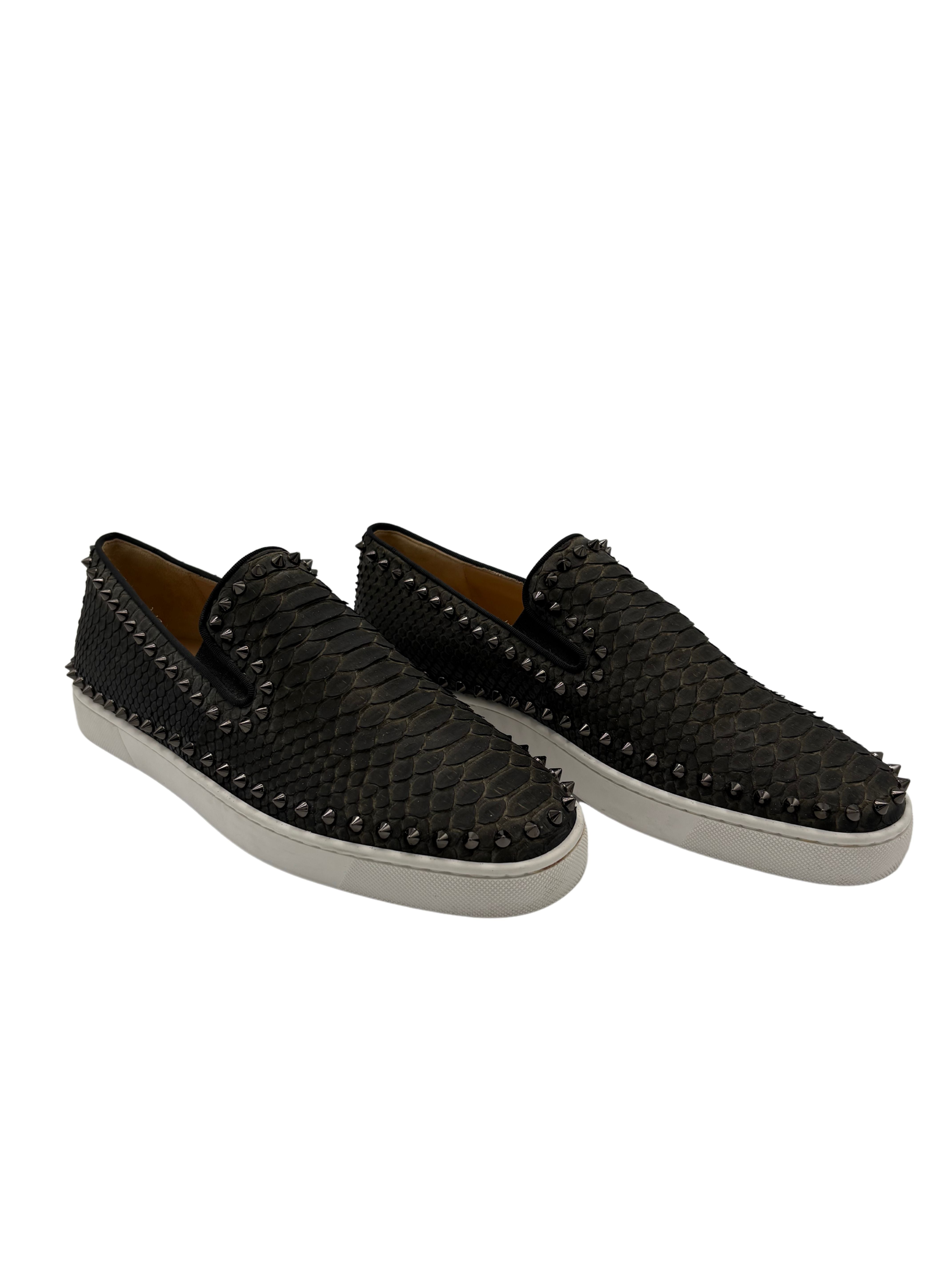 Christian Louboutin Pik Boat Snakeskin - Black