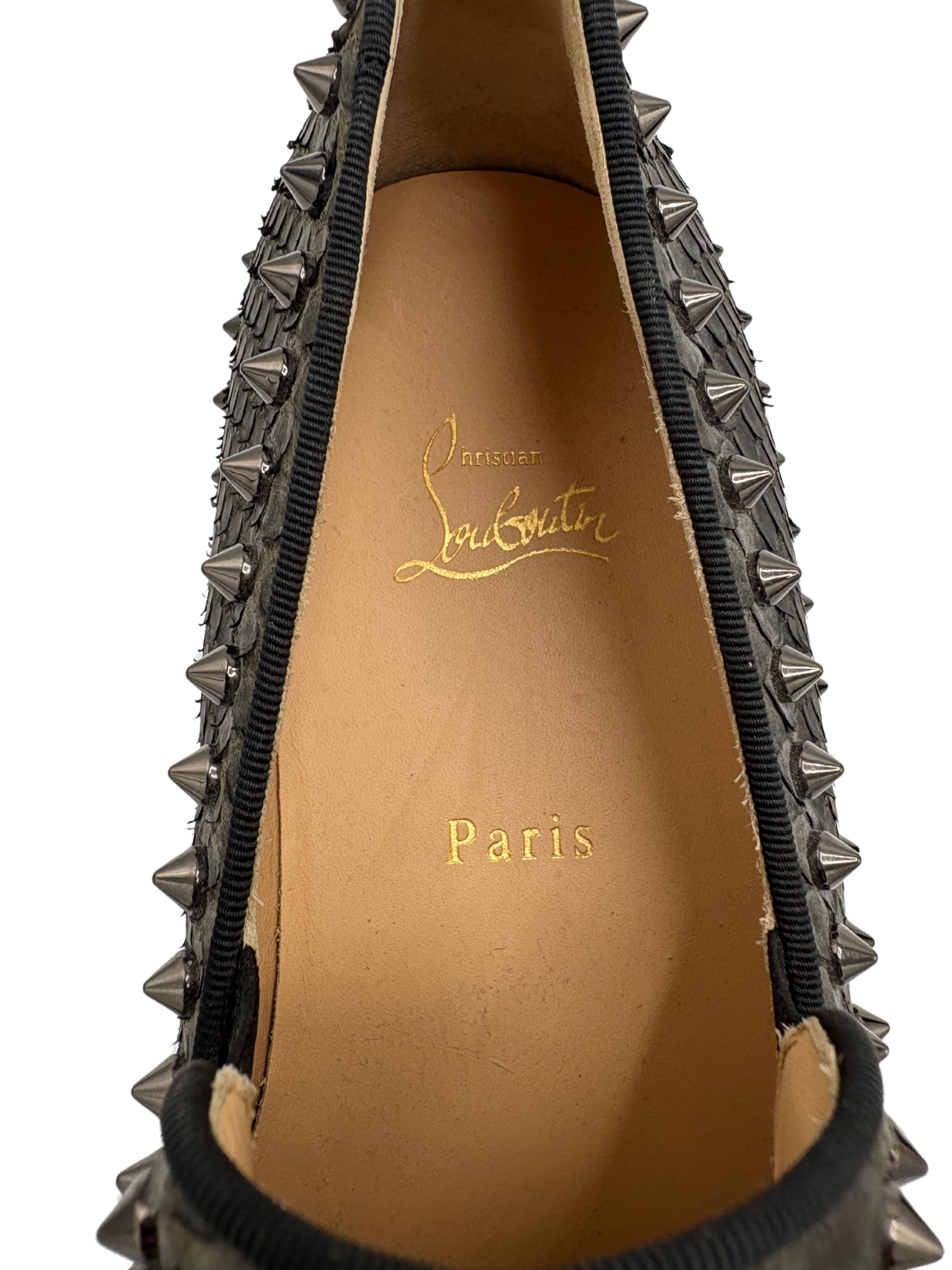 Christian Louboutin Pik Boat Snakeskin - Black