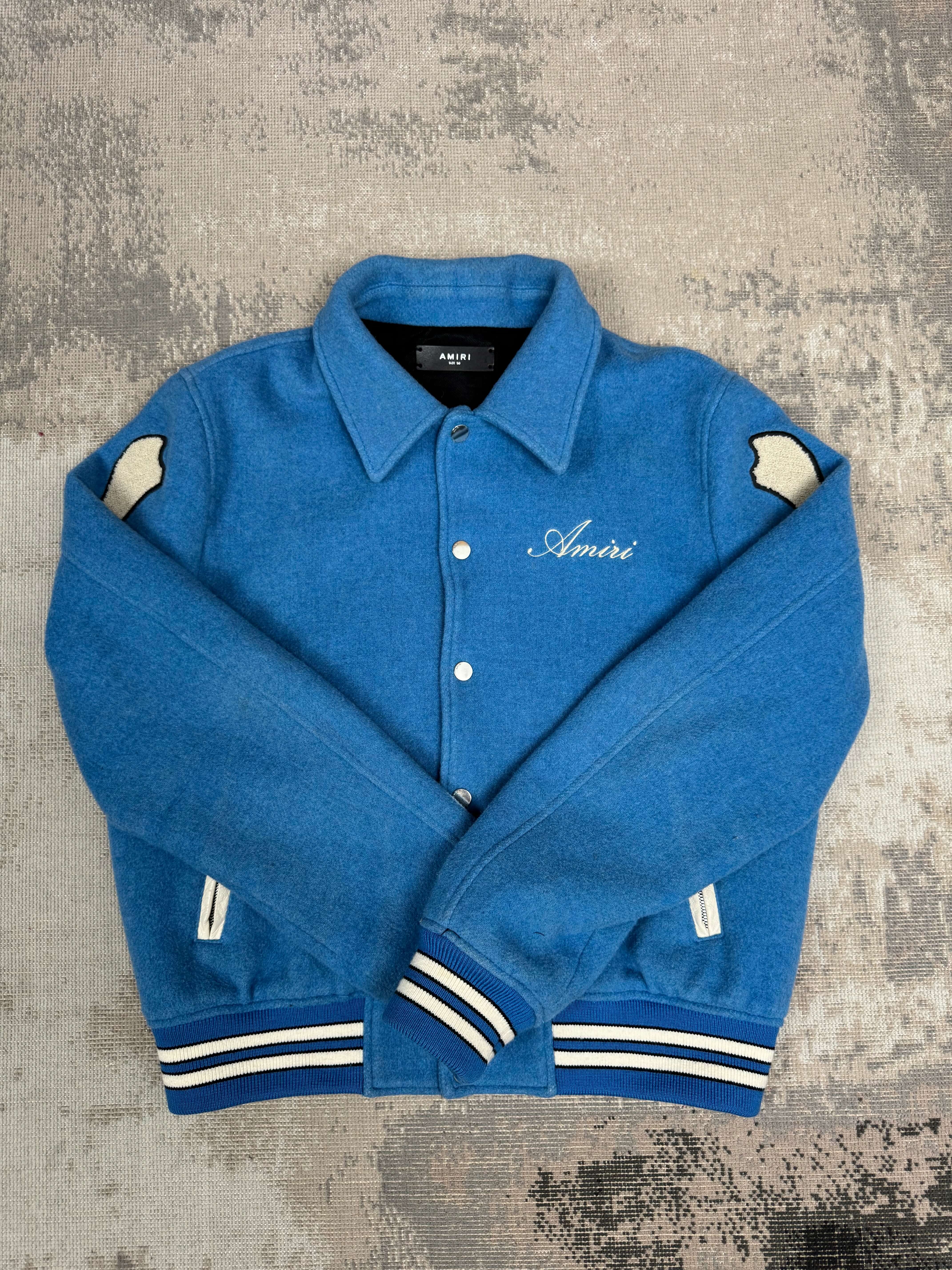 Amiri Bones Varsity Jacket – Blue Amiri
